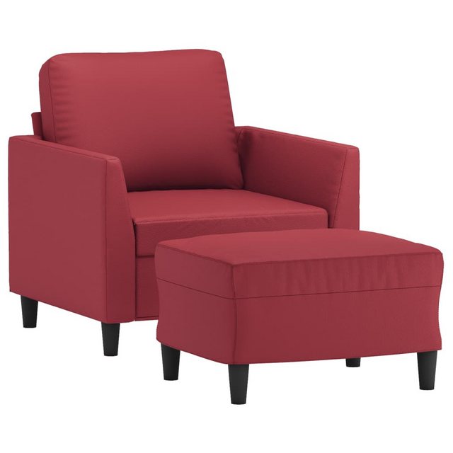 vidaXL Sofa Sessel mit Hocker Weinrot 60 cm Kunstleder günstig online kaufen