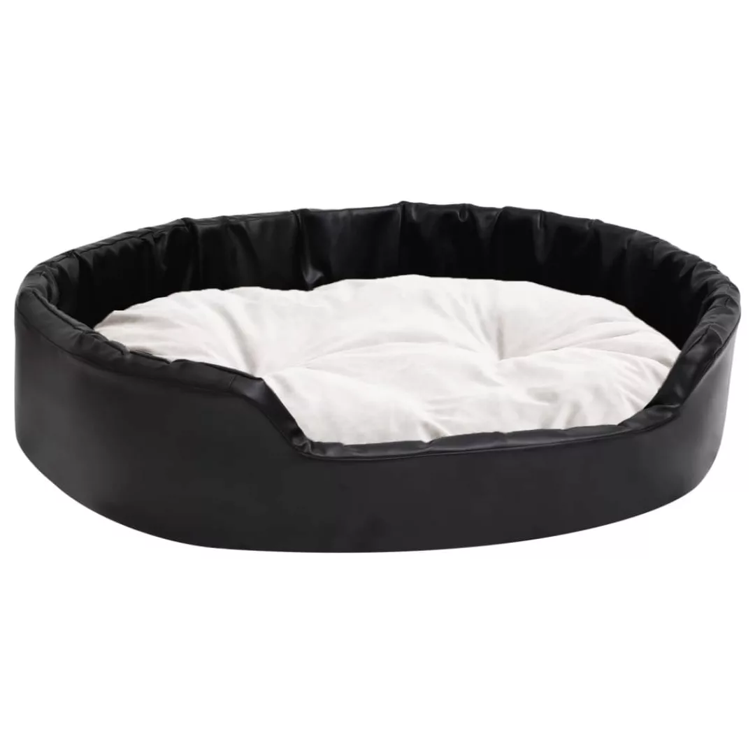 Hundebett Schwarz-beige 90x79x20 Cm Plüsch Und Kunstleder günstig online kaufen