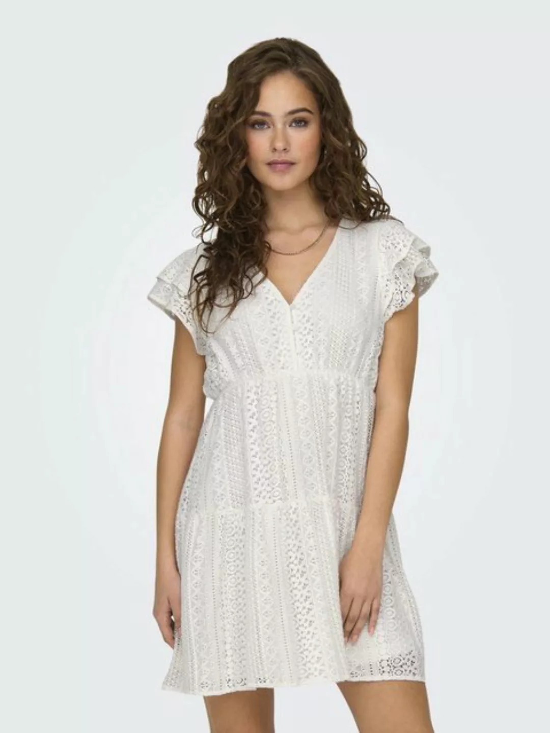 ONLY Shirtkleid Kurzes Kleid Knielang V-Ausschnitt Spitzen-Detail (mini) 75 günstig online kaufen