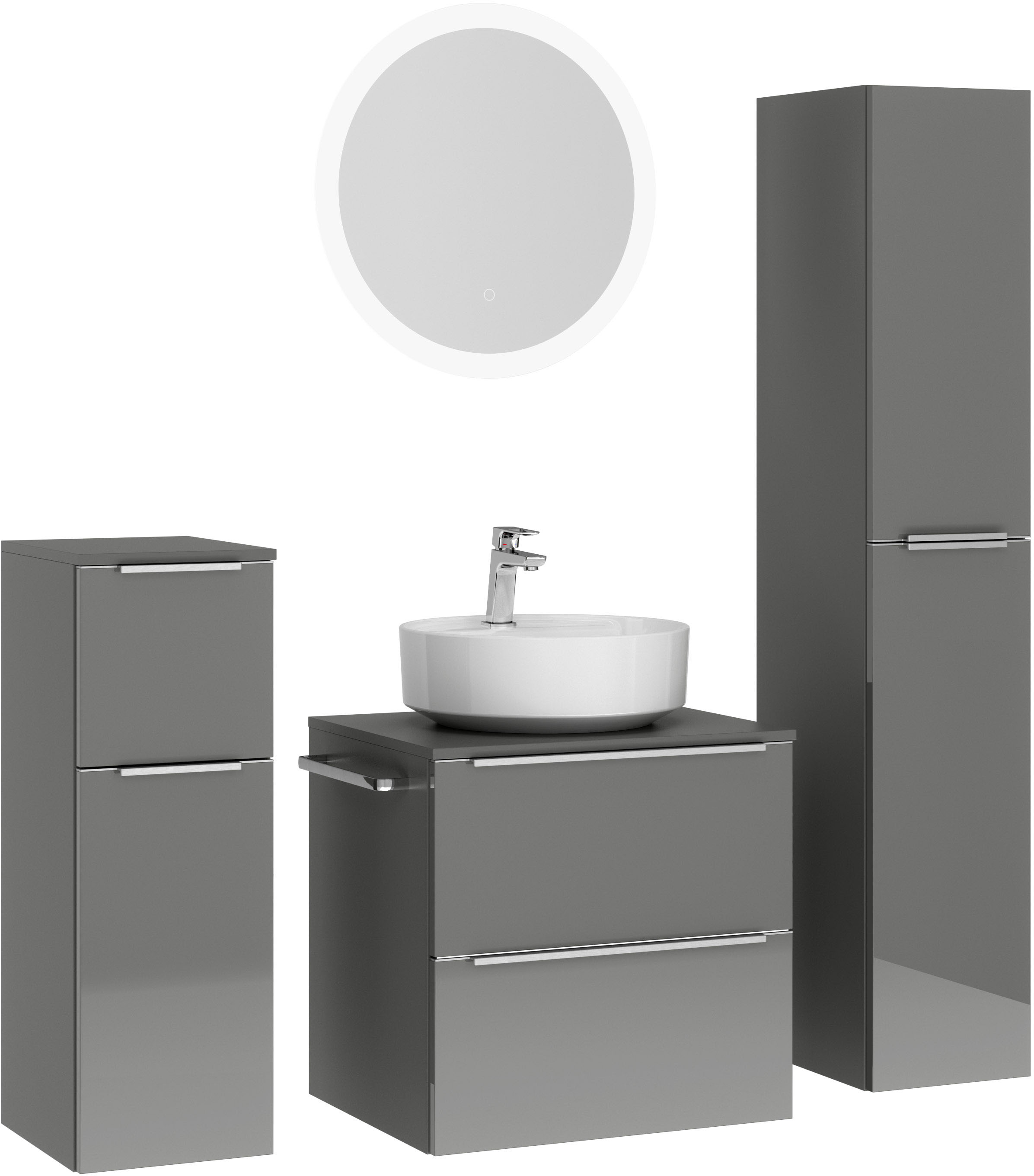 nobilia® Badmöbel-Set »Alvene«, (4 St., vormontiert, mit Soft-Close), Hochg günstig online kaufen