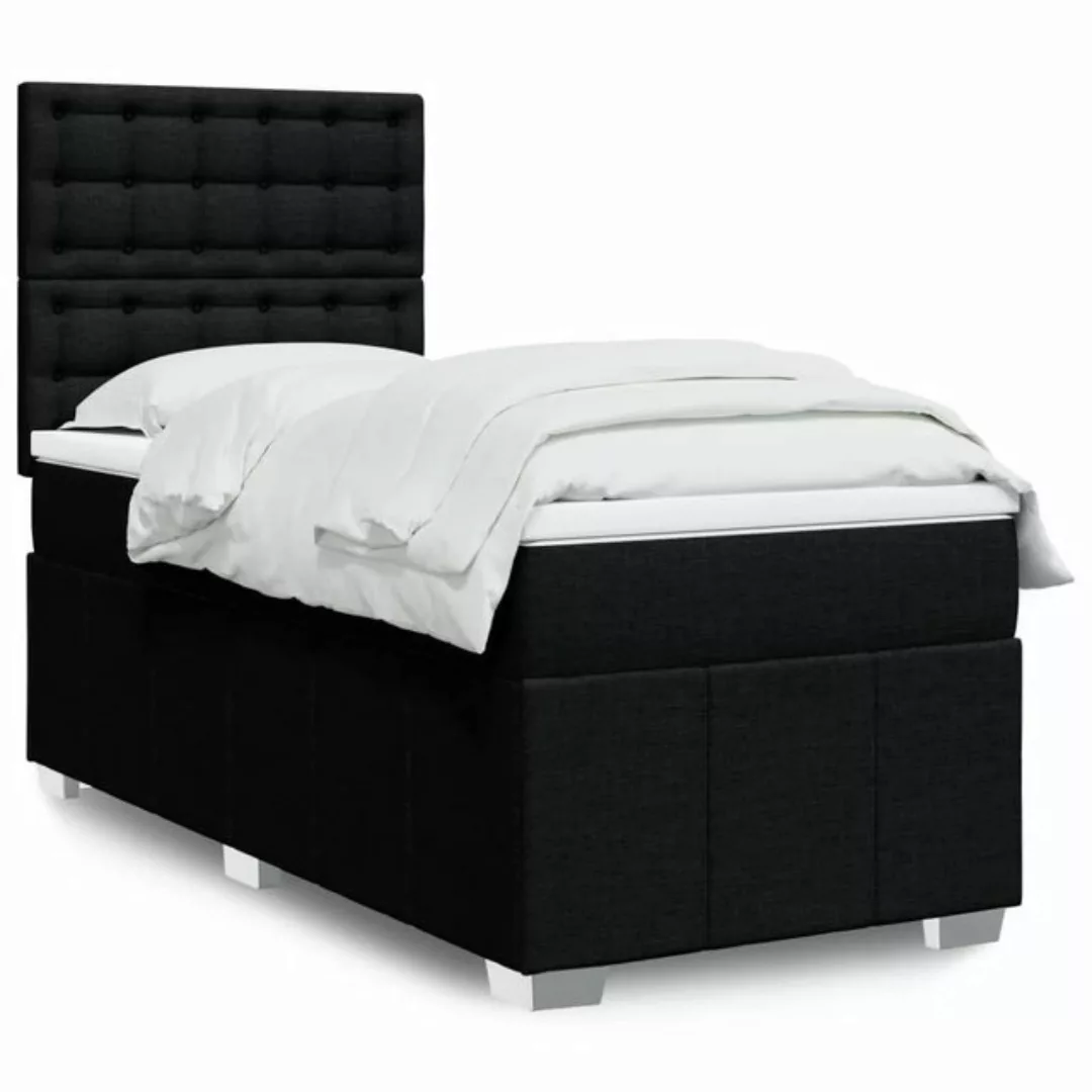 vidaXL Boxspringbett, Boxspringbett mit Matratze Schwarz 90x200 cm Stoff günstig online kaufen