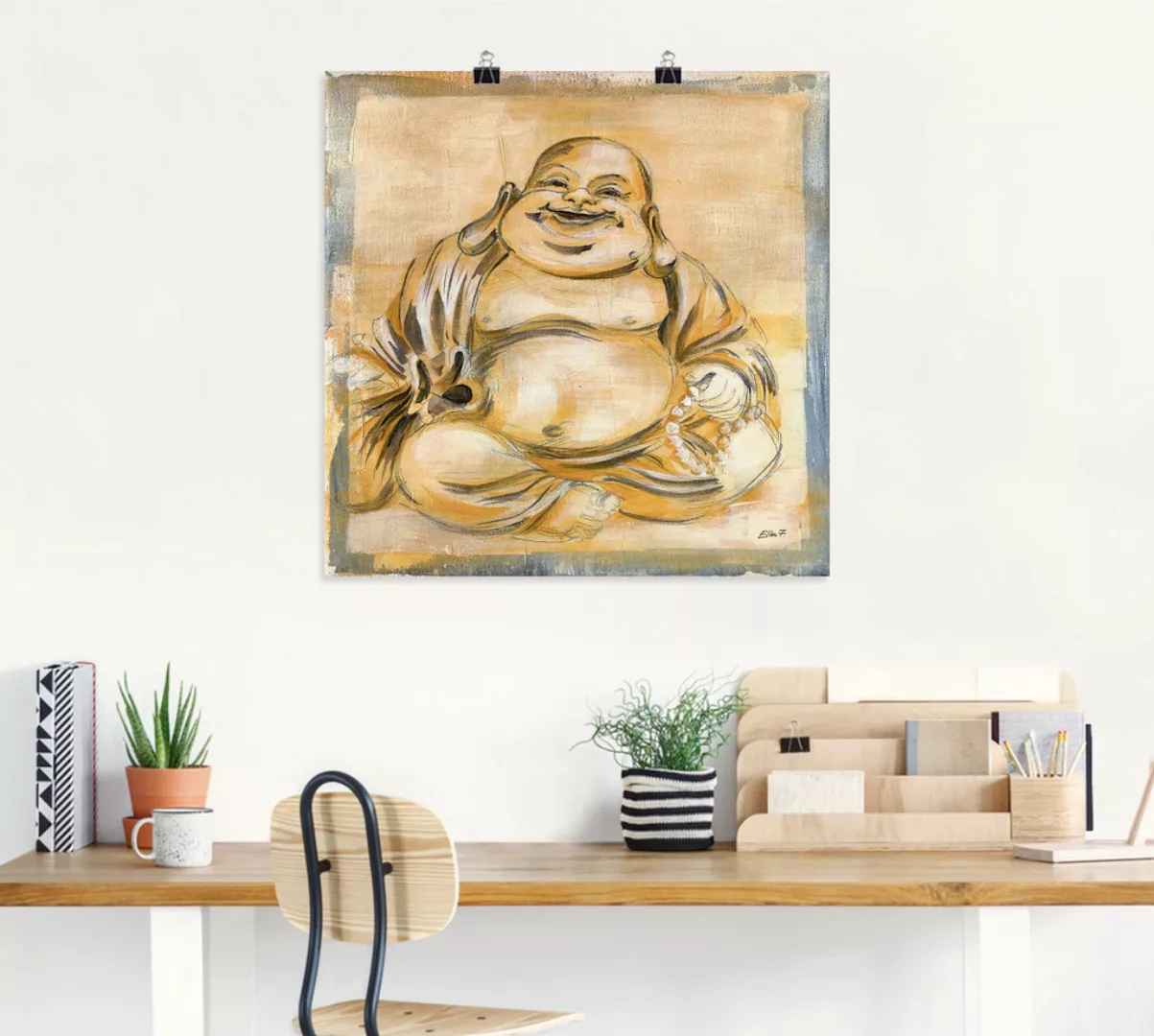 Artland Wandbild "Fröhlicher Buddha I", Religion, (1 St.), als Leinwandbild günstig online kaufen