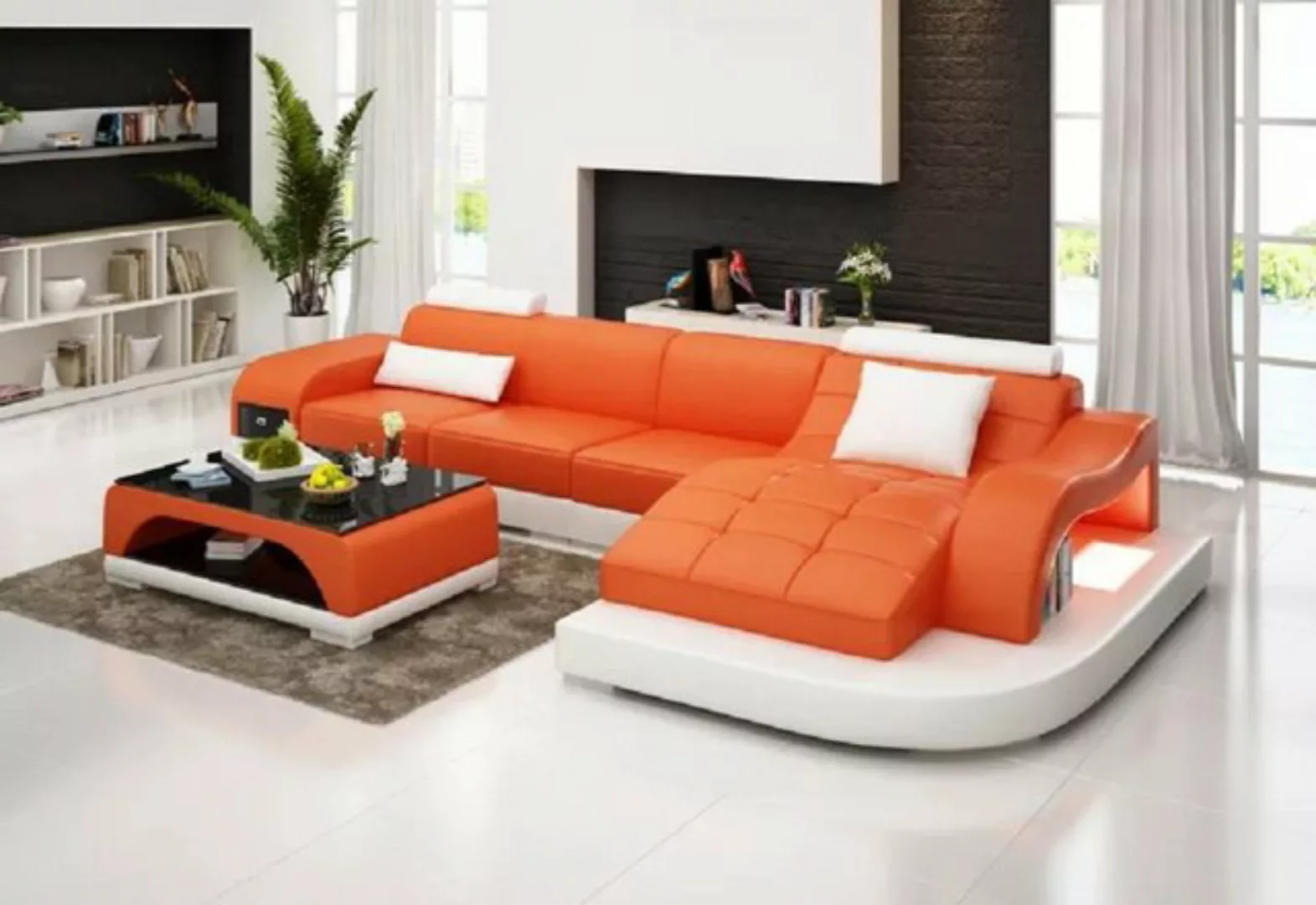 JVmoebel Ecksofa, Ecksofa Wohnlandschaft Ledersofa Designer Sofa Couch Pols günstig online kaufen