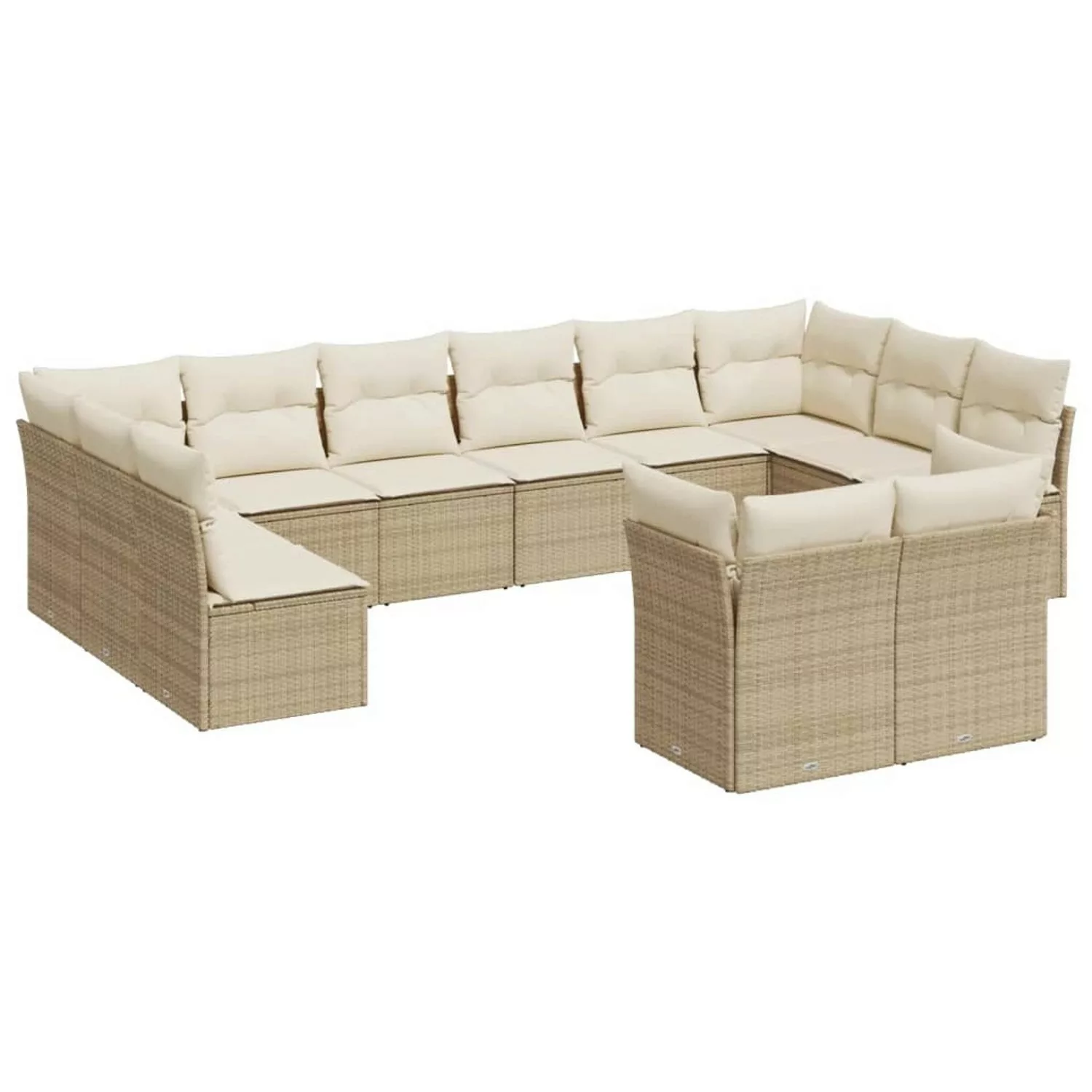 vidaXL 12-tlg Garten-Sofagarnitur mit Kissen Beige Poly Rattan Modell 5 günstig online kaufen