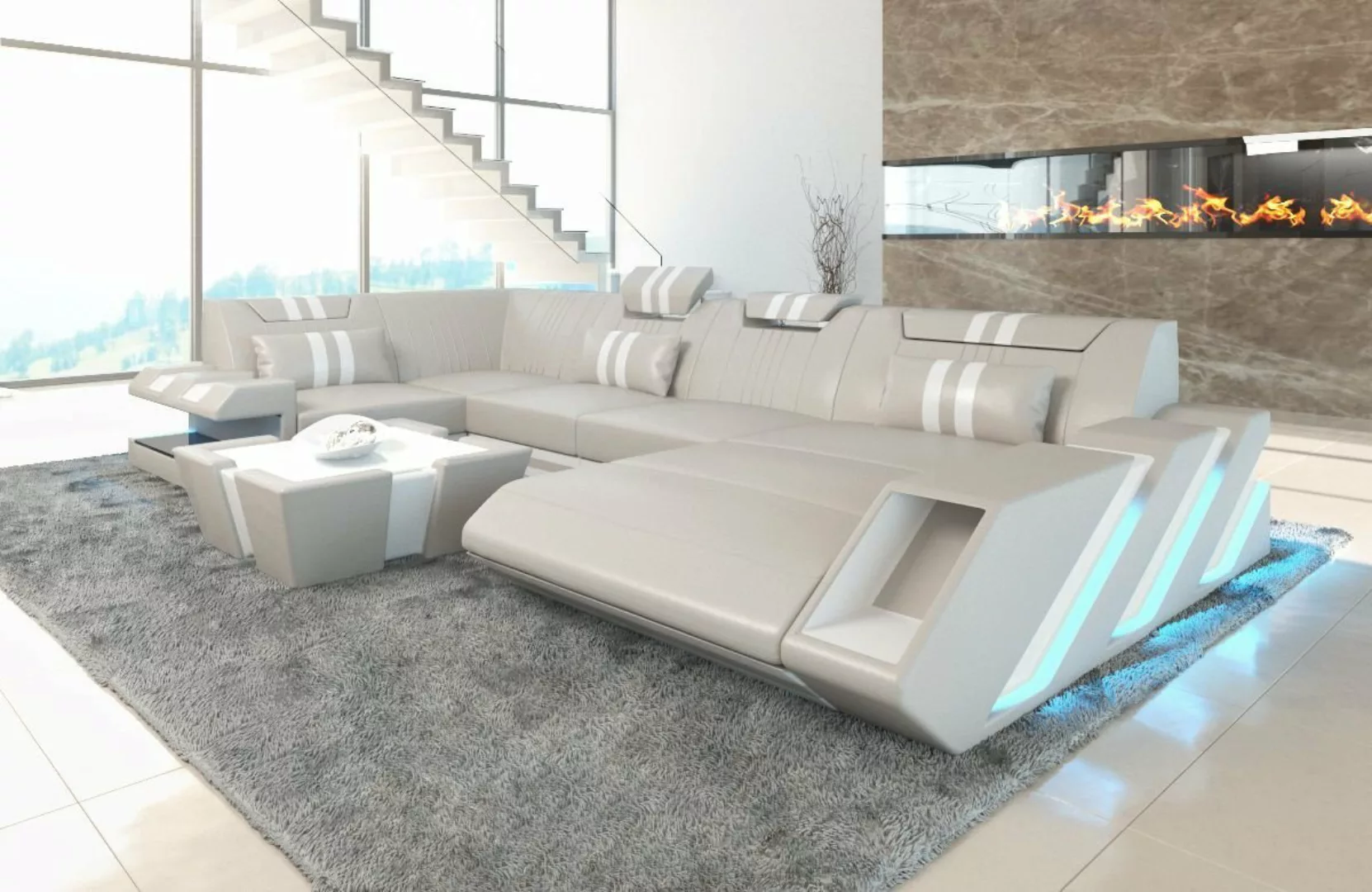 Sofa Dreams Wohnlandschaft Ledersofa Ledercouch Apollonia U Form Leder Sofa günstig online kaufen