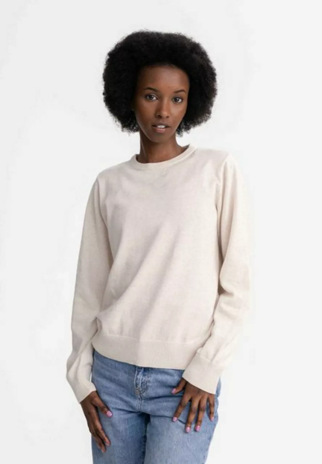 MELA Strickpullover Feinstrick Pullover DHANA Gerippter Kragen günstig online kaufen