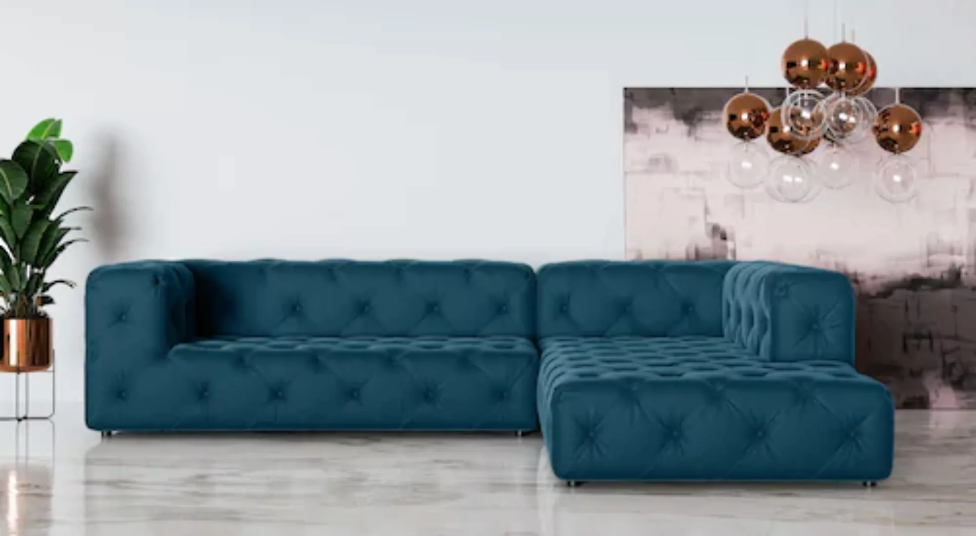 Places of Style Ecksofa »FOLLINA«, L-Form, mit klassischer Chesterfield-Kno günstig online kaufen