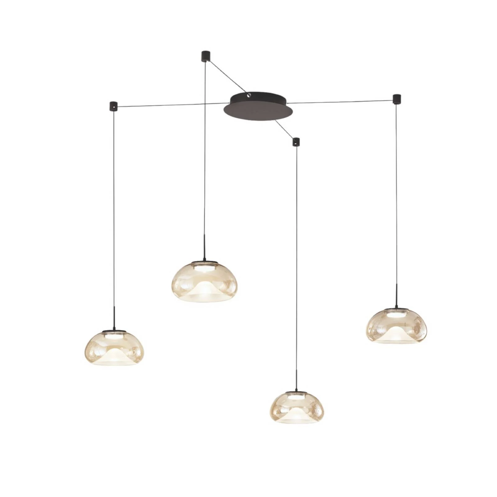 LED-Hängeleuchte Brena, 4-flg., cognac, Glas, CCT, dimmbar günstig online kaufen
