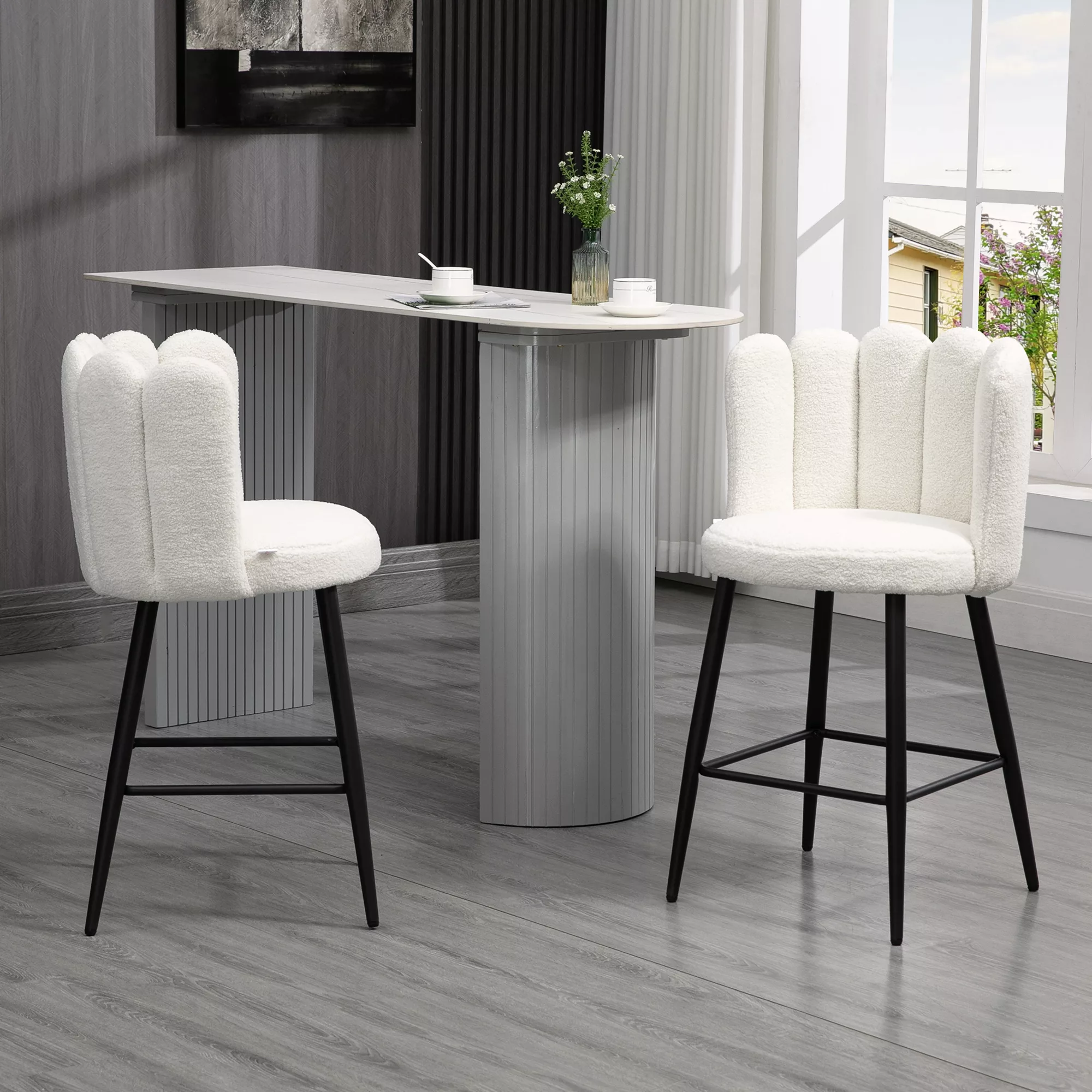HOMCOM Barhocker, Set mit 2 Stück, Hochstühle, Stoff in Wolloptik, Stahlges günstig online kaufen