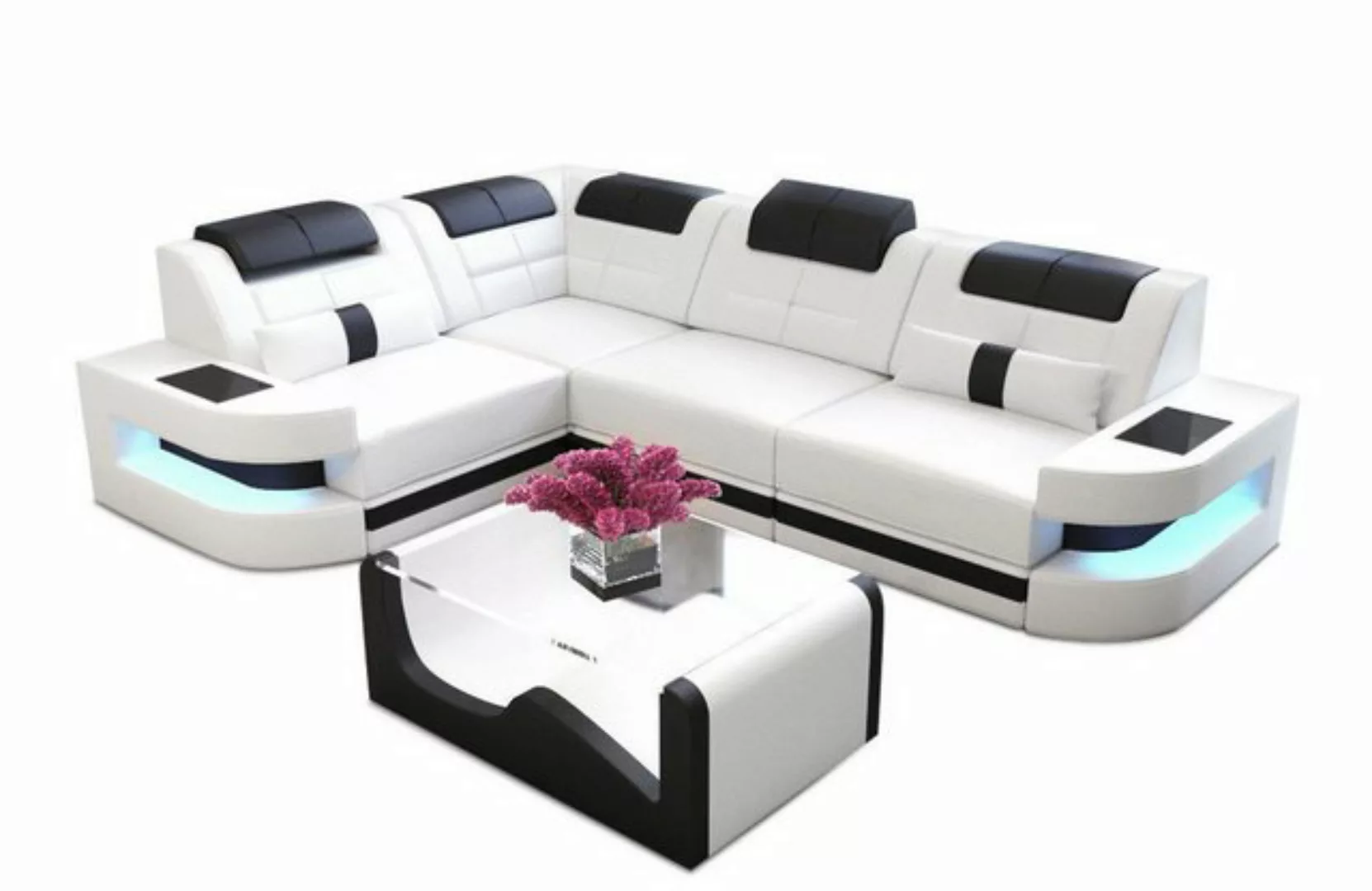 Sofa Dreams Ecksofa Ledersofa Como L Form Mini, Designersofa, Sofa mit Bele günstig online kaufen