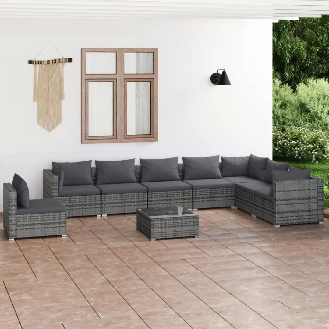 Vidaxl 9-tlg. Garten-lounge-set Mit Kissen Poly Rattan Grau günstig online kaufen