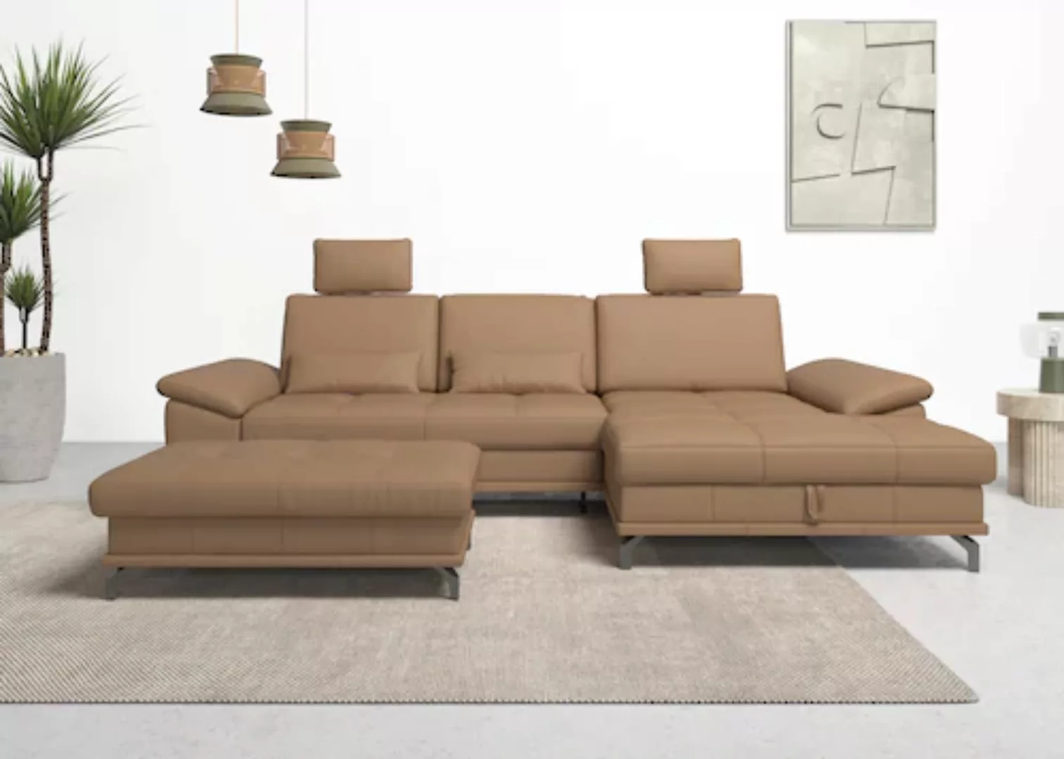 Places of Style Ecksofa Costello, mit Sitztiefenverstellung und Armlehnfunk günstig online kaufen