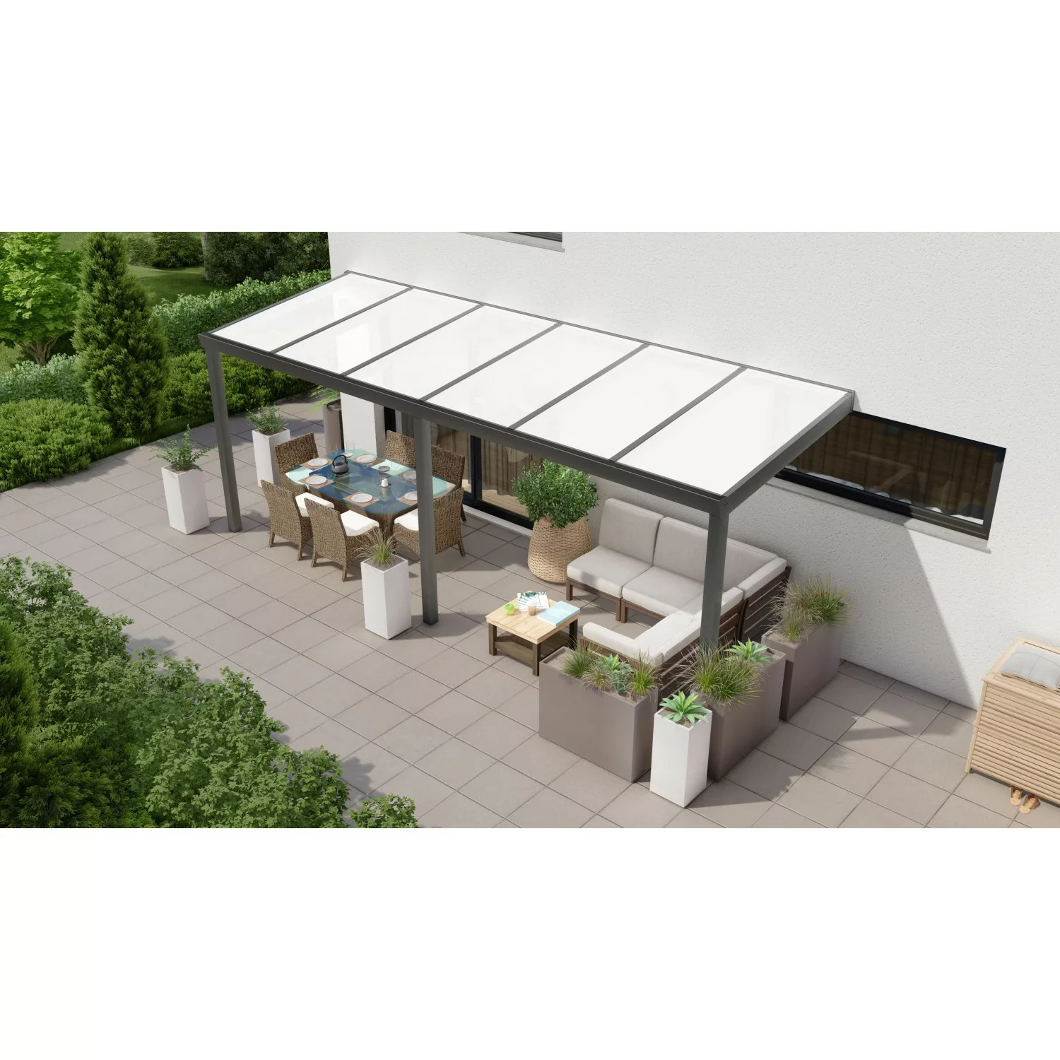 Terrassenüberdachung Professional 600 cm x 350 cm Anthrazit Struktur PC Opa günstig online kaufen