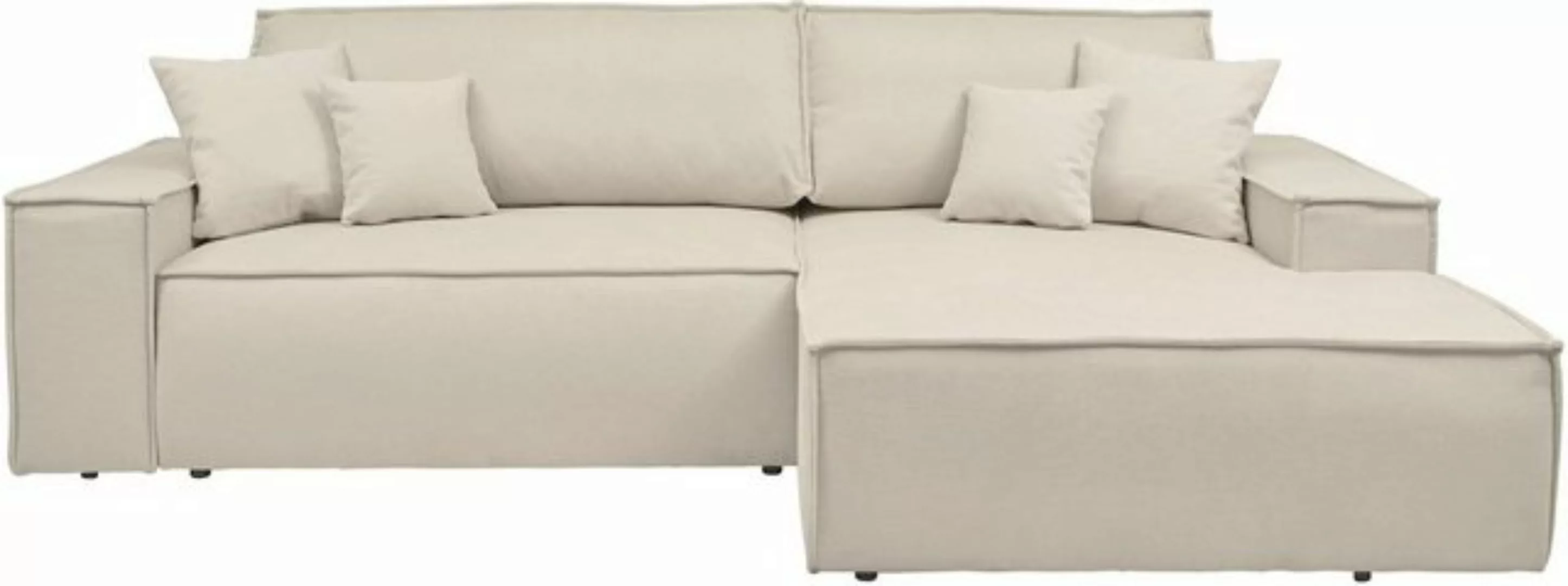 andas Ecksofa Finnley Schlafsofa 267 cm in Bouclé, Struktur fein u. Cord, L günstig online kaufen