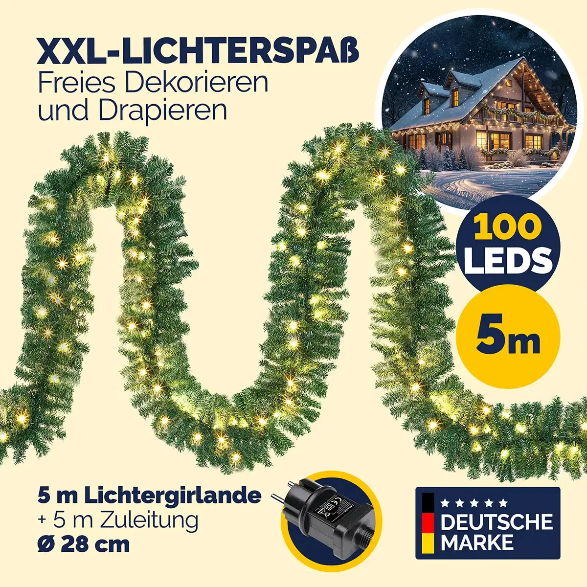 Weihnachtsgirlande 5m inkl. Fernbedienung günstig online kaufen