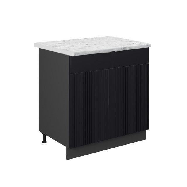 Vicco Spülenunterschrank Fame-Line, Schwarz gestreift/Anthrazit, 80 cm mit günstig online kaufen