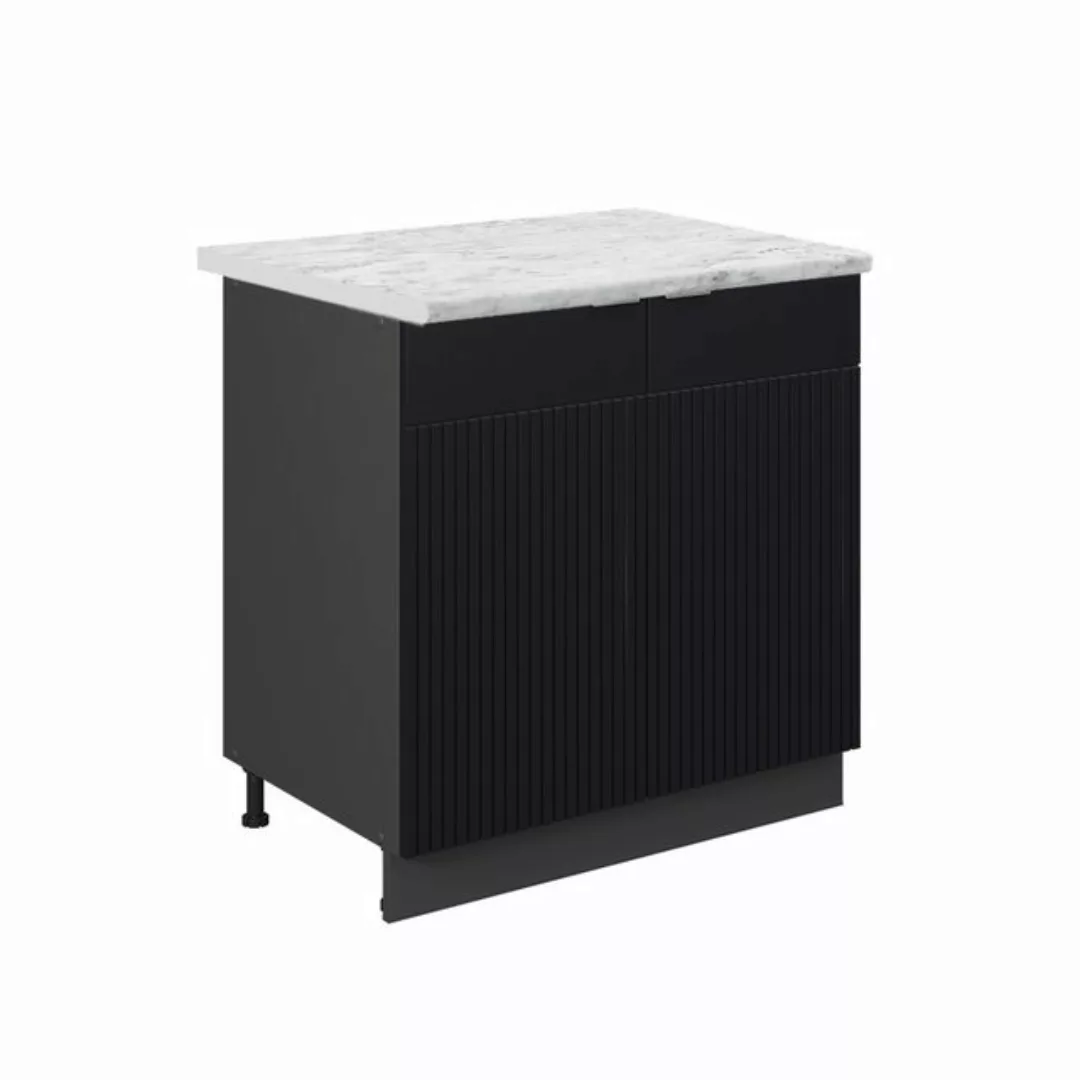 Vicco Spülenunterschrank Fame-Line, Schwarz gestreift/Anthrazit, 80 cm mit günstig online kaufen