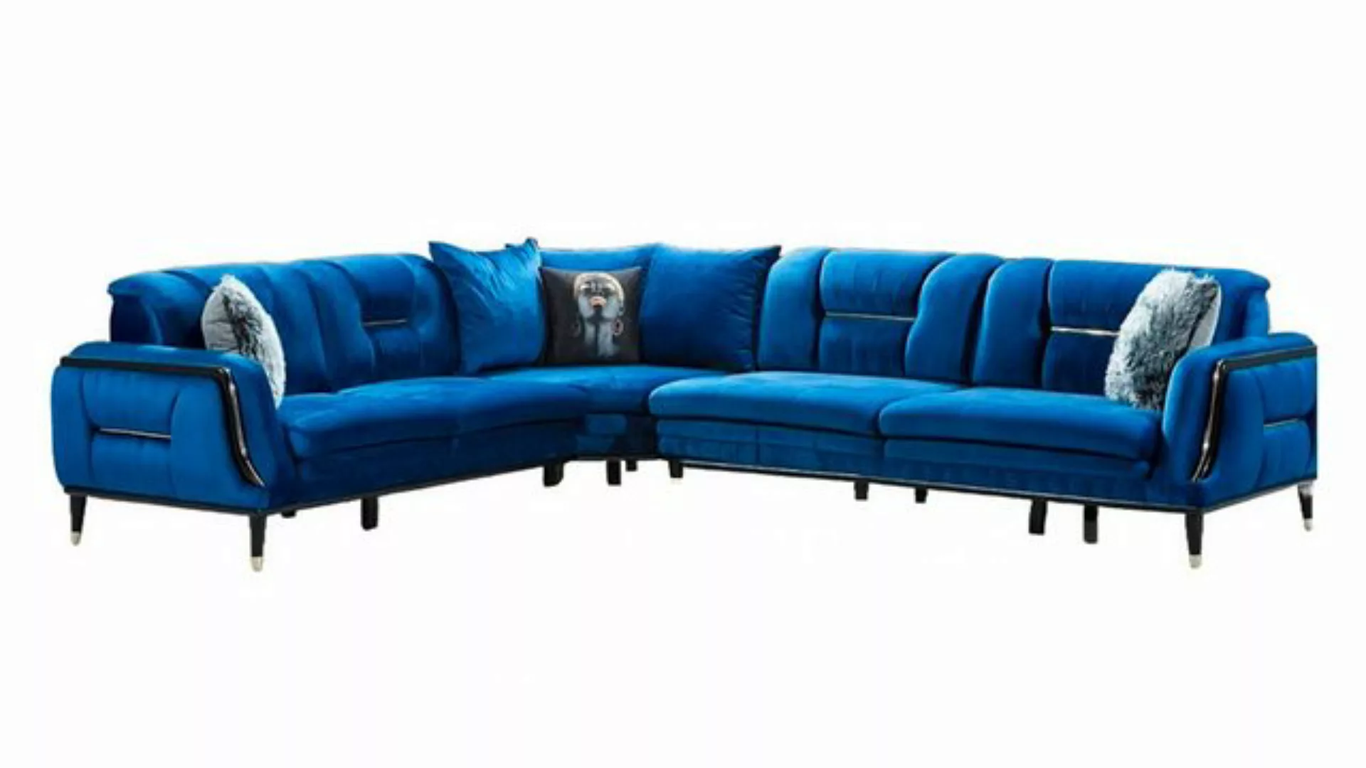 Xlmoebel Ecksofa Moderne blaue Eckcouch mit L-Form und Textilbezug, 3 Teile günstig online kaufen