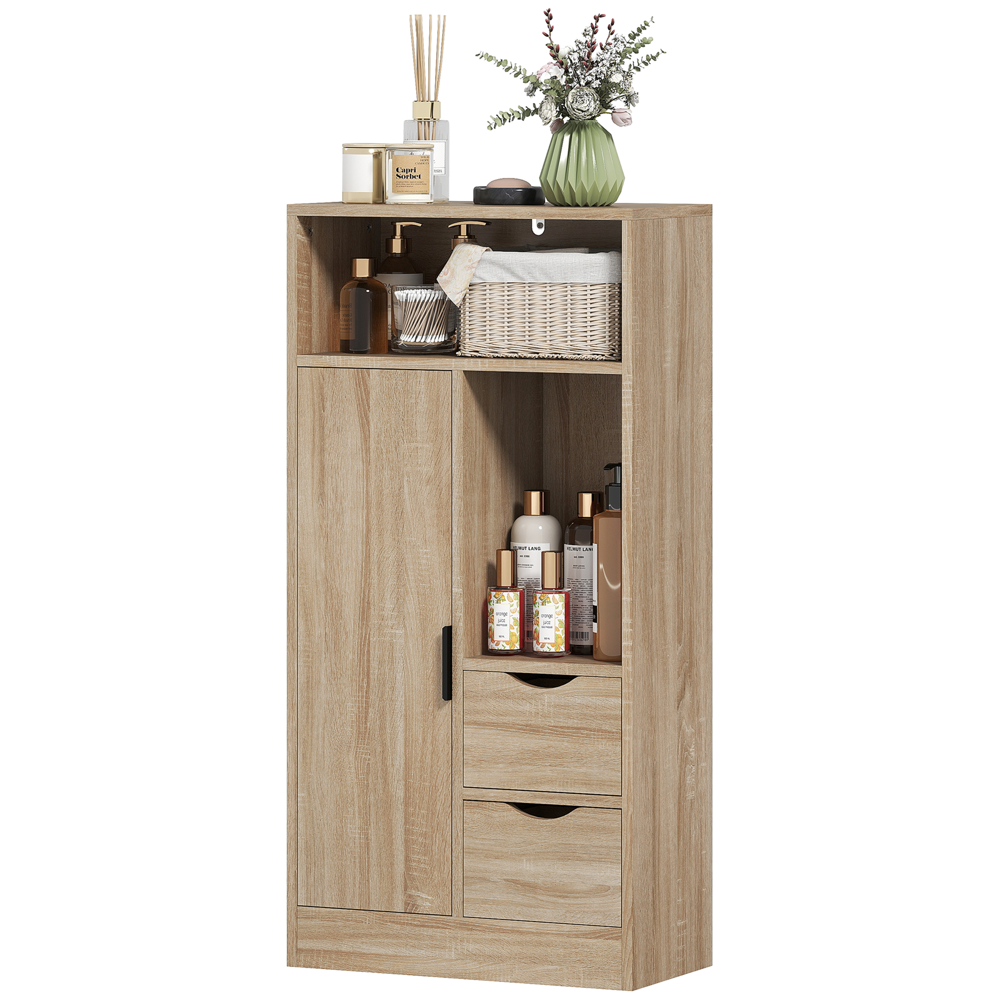 HOMCOM Schmaler Badezimmerschrank mit 2 Schubladen, offenem Fach und verste günstig online kaufen