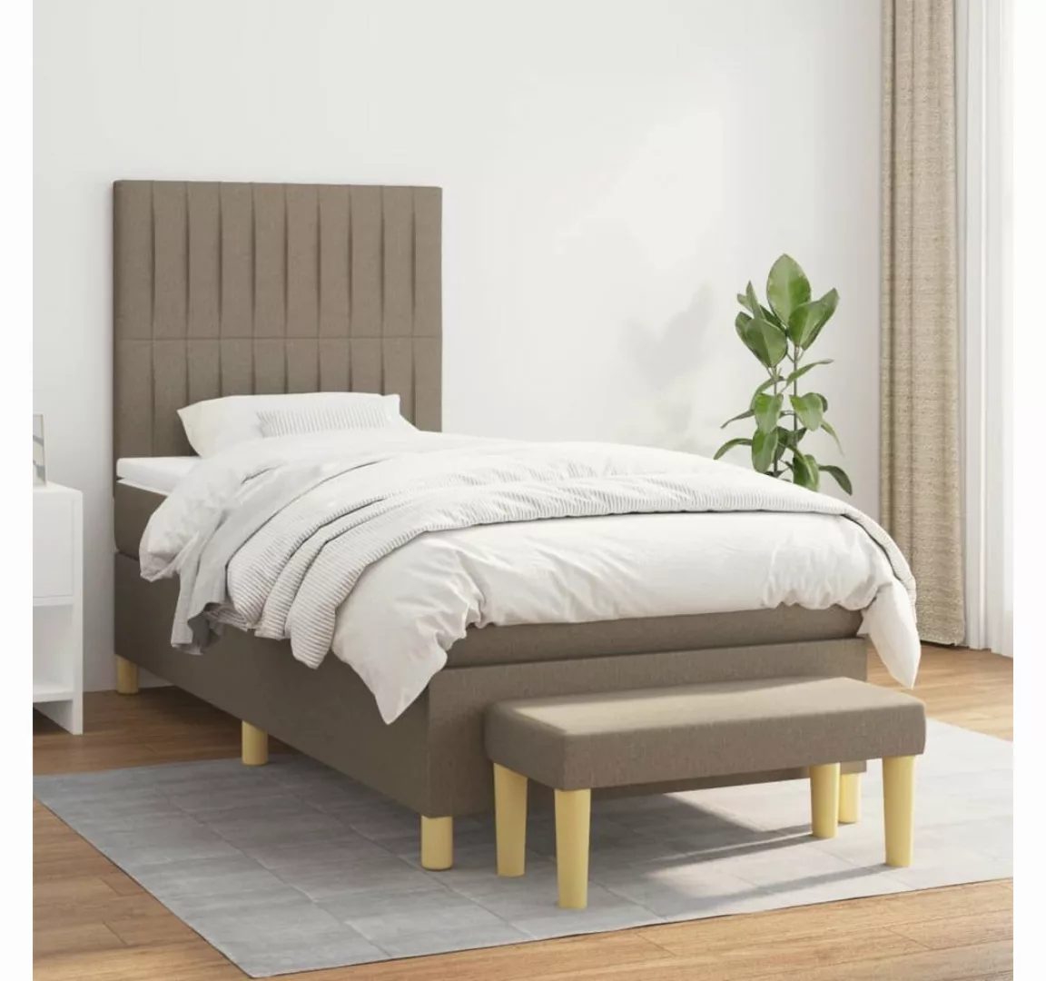 vidaXL Boxspringbett, Boxspringbett mit Matratze Taupe 100x200 cm Stoff günstig online kaufen