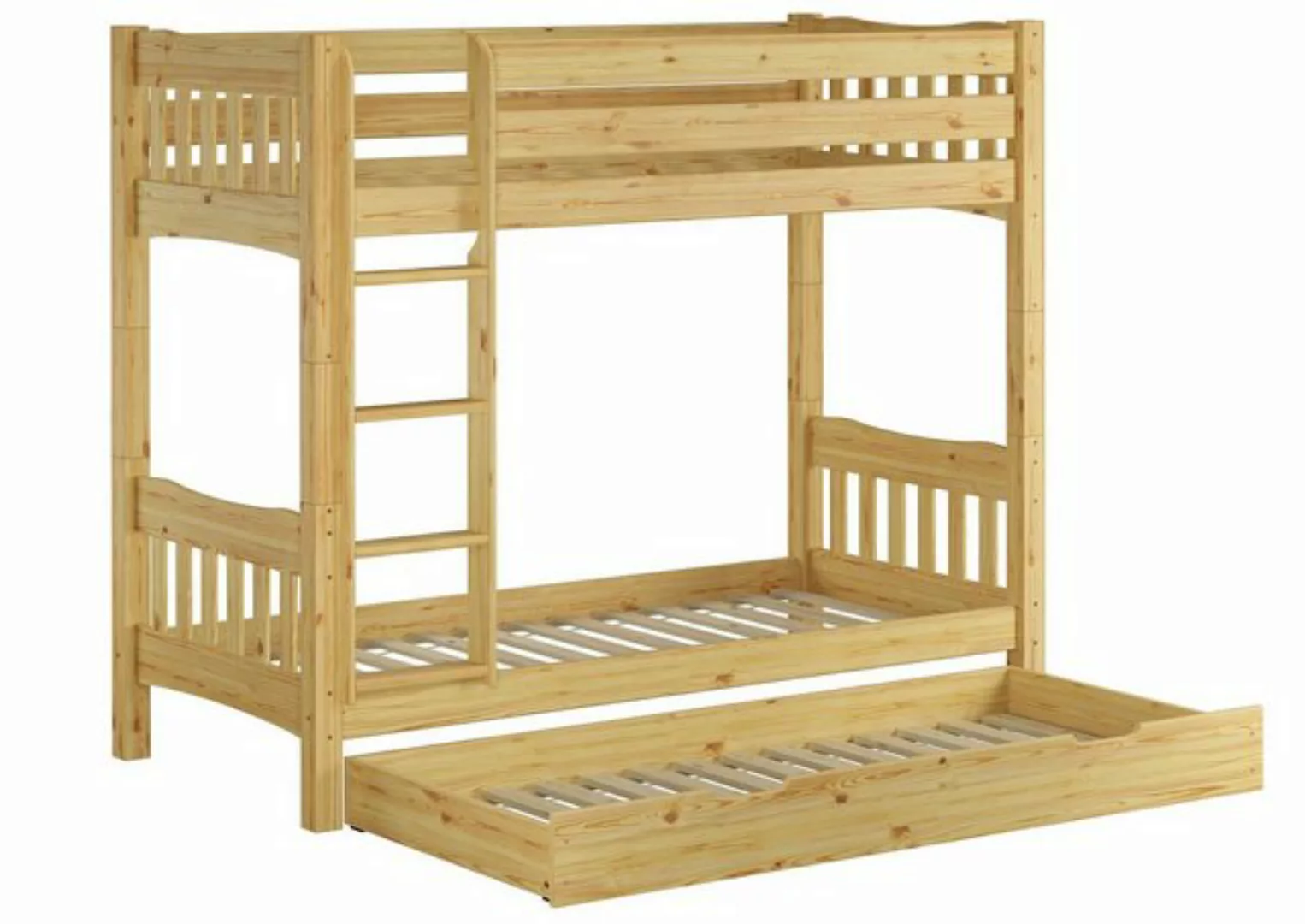 ERST-HOLZ Etagenbett Stockbett 90x200 Kiefer massiv mit Rollrost u. Gästebe günstig online kaufen