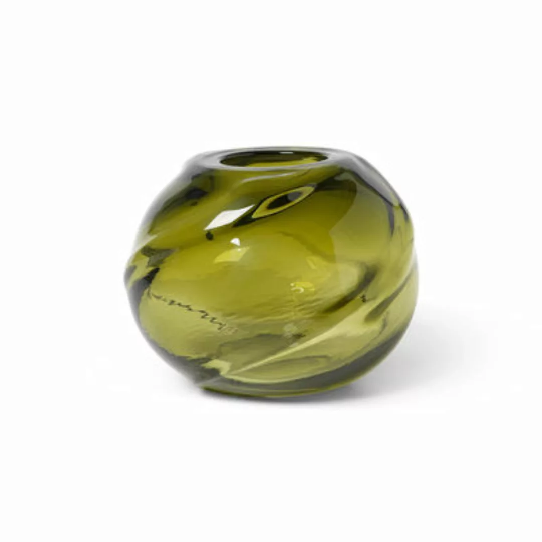 Vase Water Swirl glas grün / Mundgeblasenes Glas- Ø 21 x H 16 cm - Ferm Liv günstig online kaufen