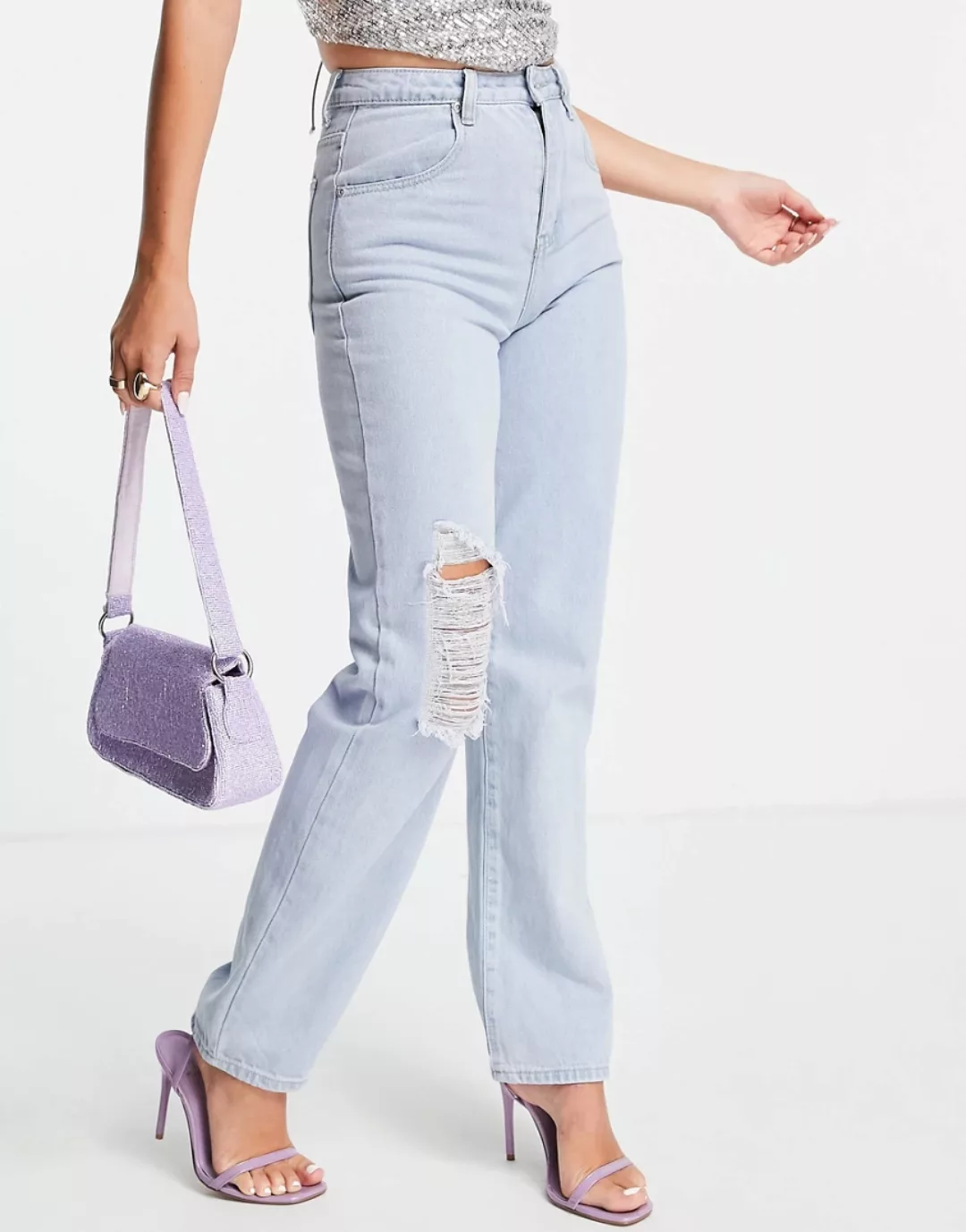 In The Style x Naomi Genes – Dad-Jeans in Hellblau günstig online kaufen