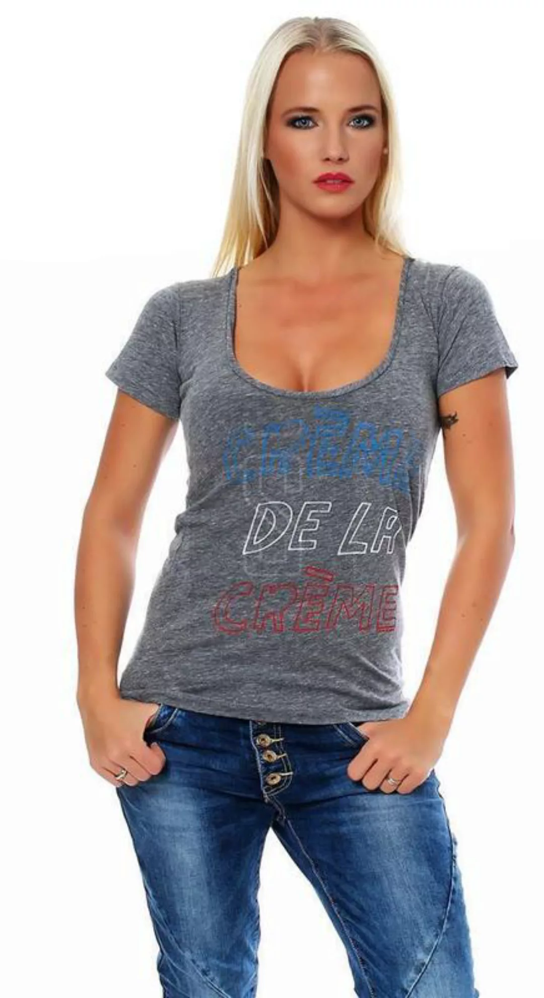 Local Celebrity Damen T-Shirt Shirt Kurzarmshirt CREME DE LA CREME günstig online kaufen