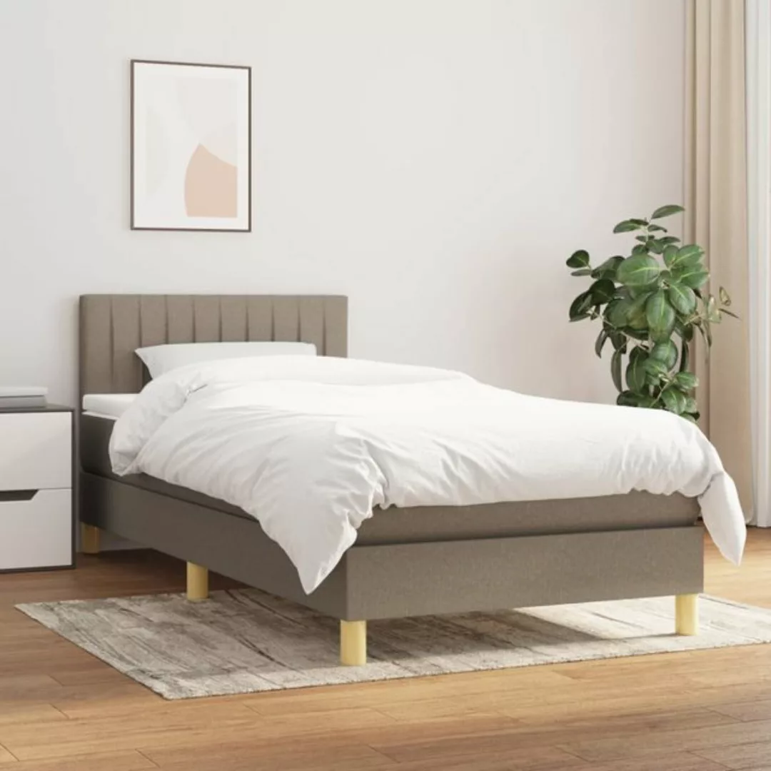 vidaXL Bett Boxspringbett mit Matratze Taupe 90x200 cm Stoff günstig online kaufen