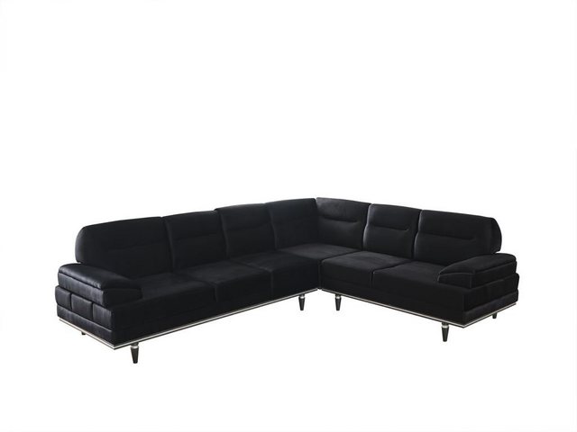 Xlmoebel Ecksofa Schwarzes Ecksofa mit Design-Textilbezug für das Wohnzimme günstig online kaufen