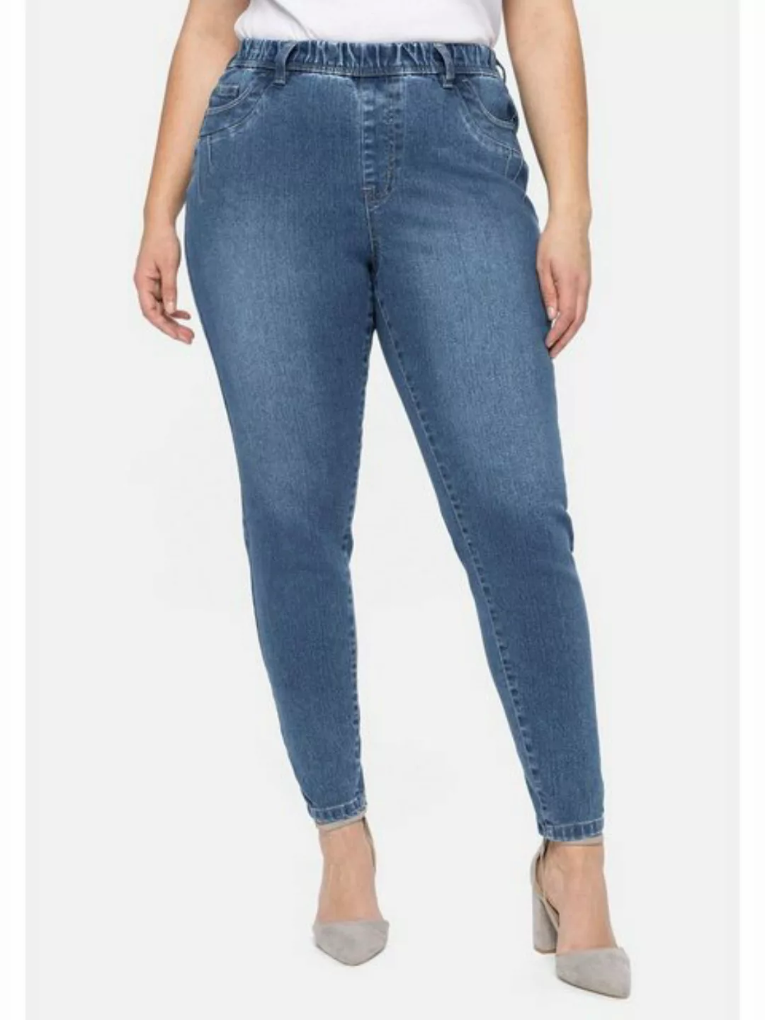 Sheego Stretch-Jeans Große Größen mit Gummibund und Gürtelschlaufen günstig online kaufen