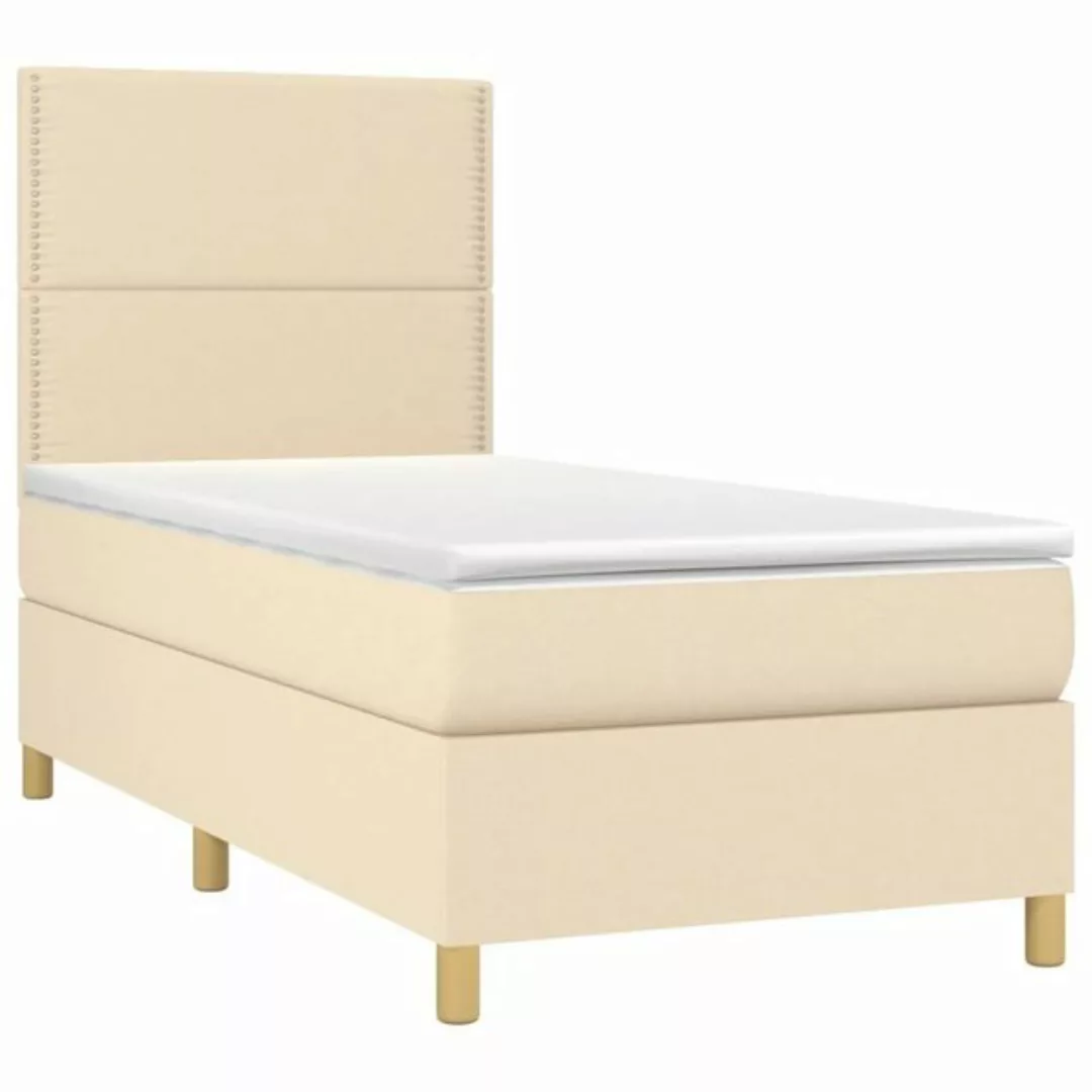 vidaXL Bett Boxspringbett mit Matratze Creme 90x190 cm Stoff günstig online kaufen