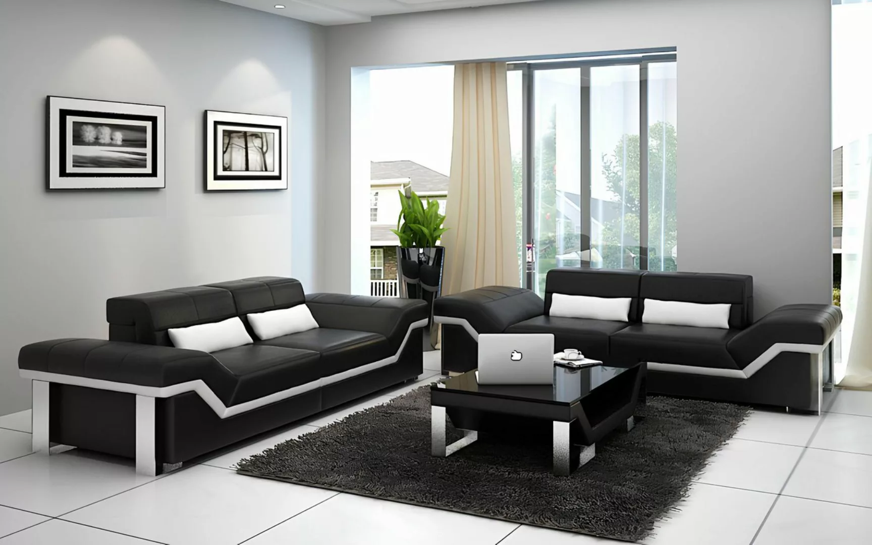 Xlmoebel Sofa Modernes Ledersofa mit USB-Anschlüssen, Wohnlandschaft 3+3 Si günstig online kaufen