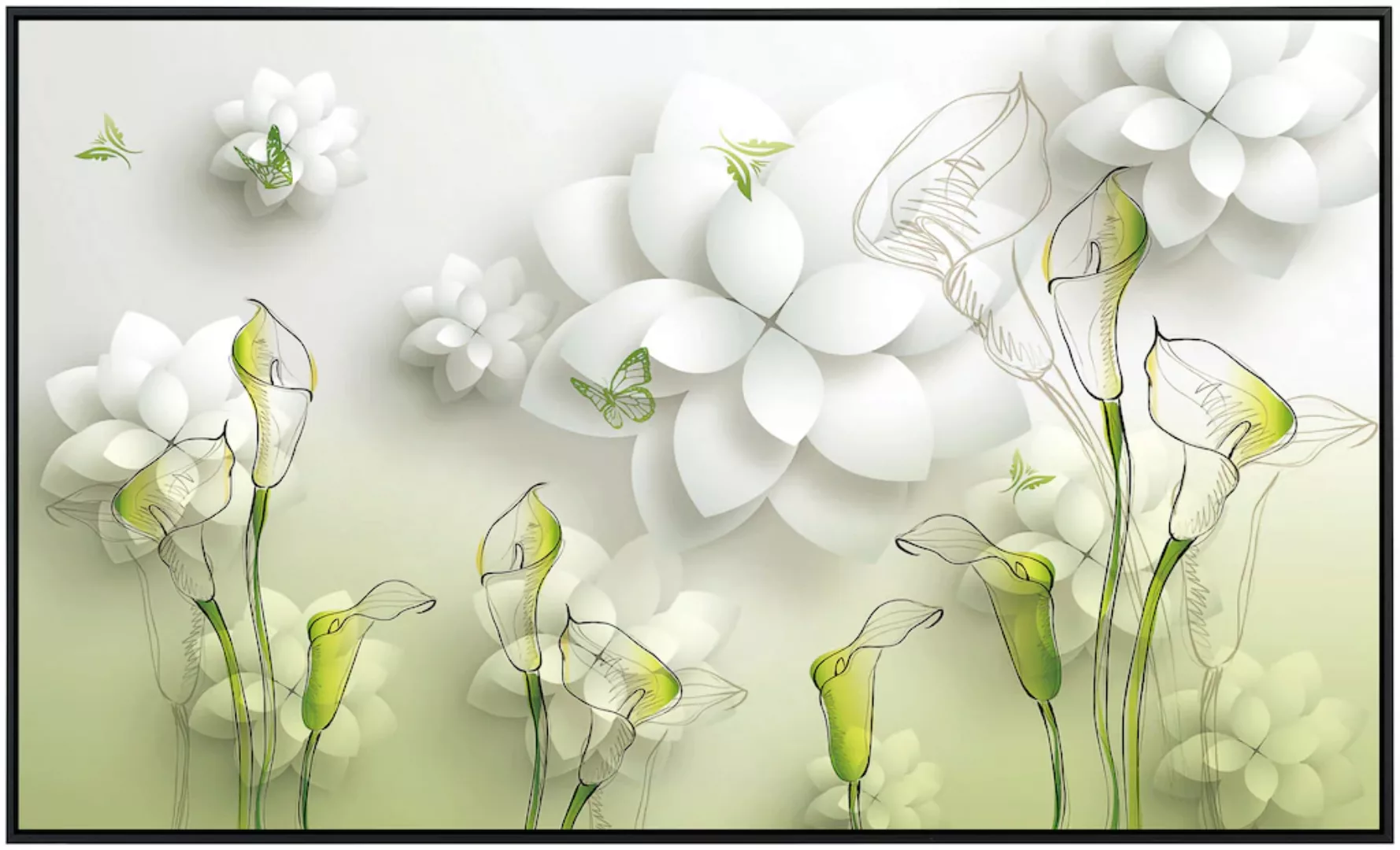 Papermoon Infrarotheizung »Muster mit Blumen weiß gold«, sehr angenehme Str günstig online kaufen