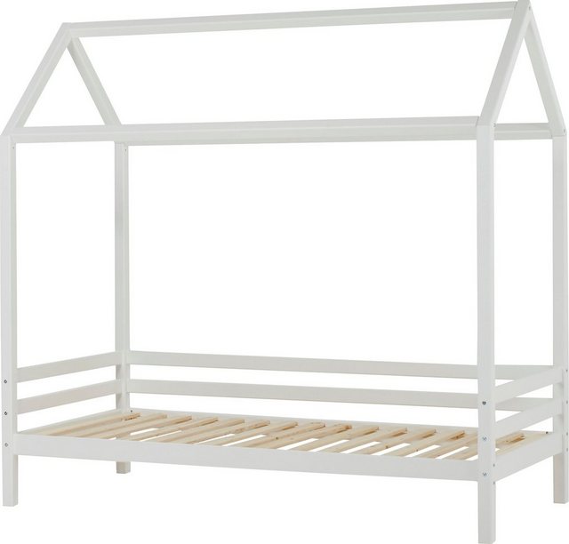 Hoppekids Kinderbett ECO Dream, Hausbett mit Dach 90x200 massiv weiß günstig online kaufen