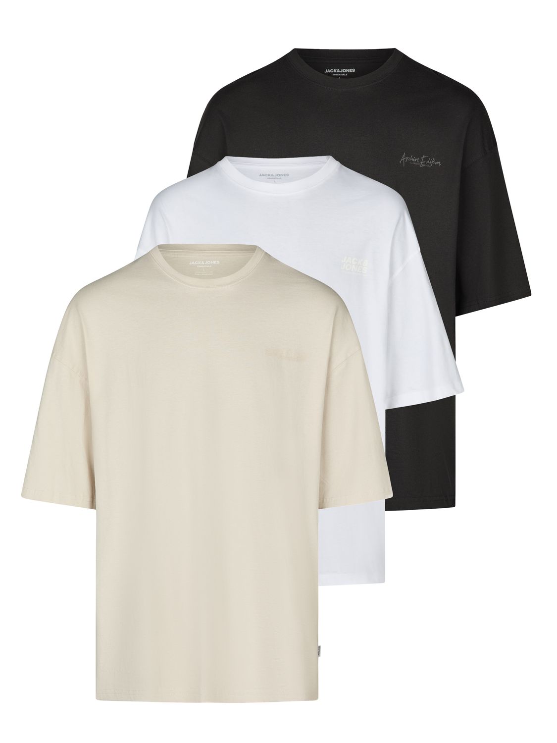 Jack & Jones Tshirt Herren Oversize Fit JJECHARGE 3er Set Pack günstig online kaufen