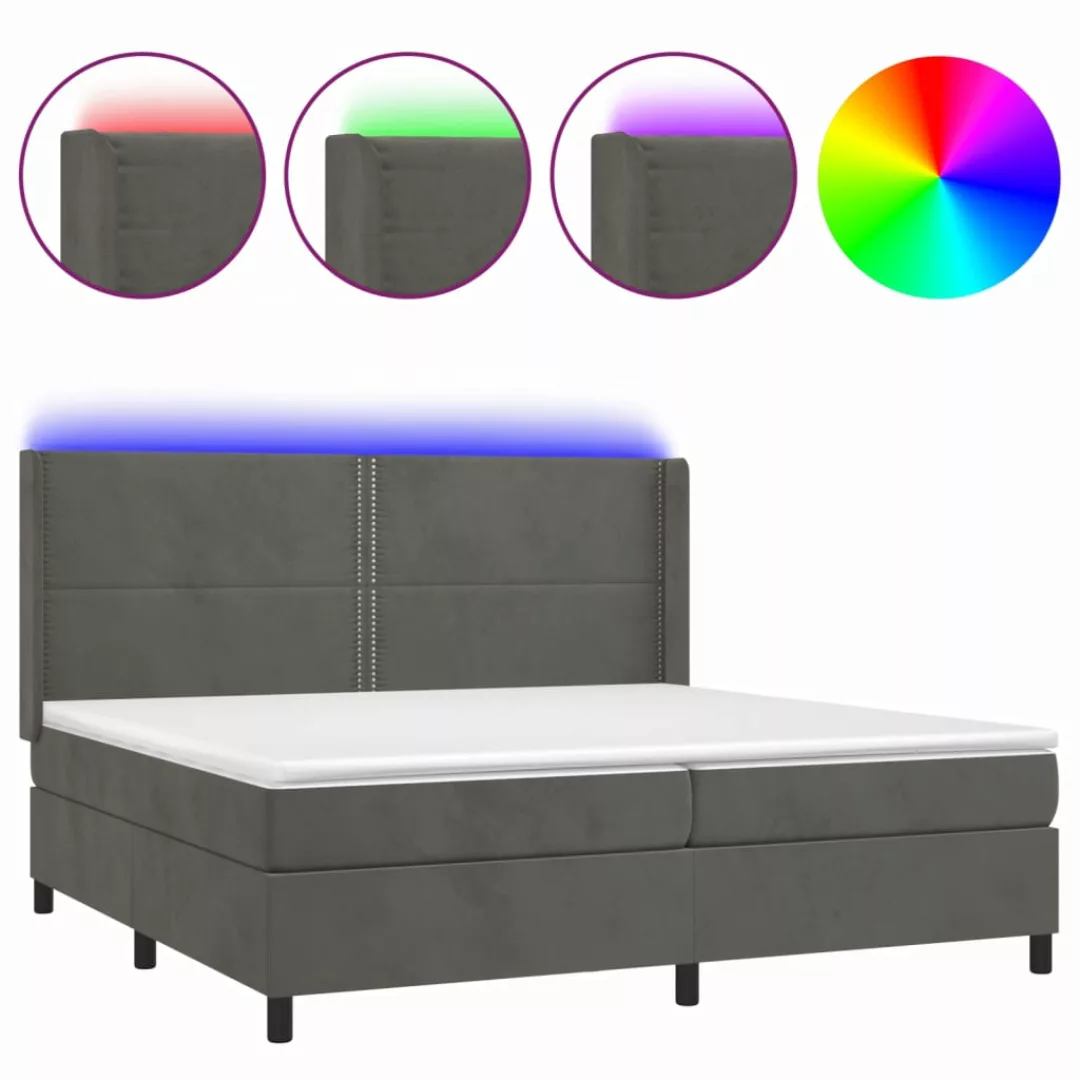 Vidaxl Boxspringbett Mit Matratze & Led Dunkelgrau 200x200 Cm Samt günstig online kaufen
