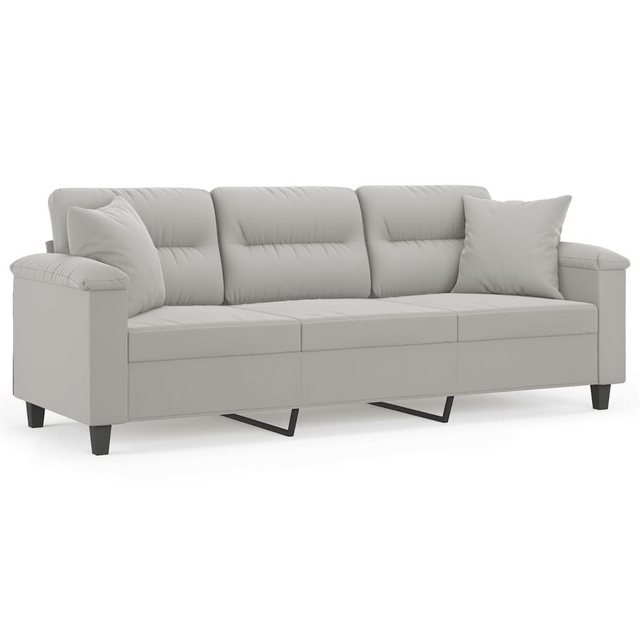 vidaXL Sofa 3-Sitzer-Sofa mit Kissen Hellgrau 180 cm Mikrofasergewebe günstig online kaufen