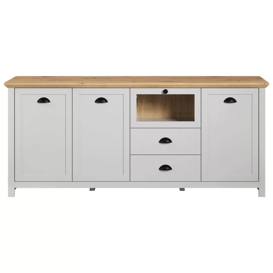 Sideboard Landside Lichtgrau Eiche Artisan Nachbildung B/H/T: ca. 190x82x41 günstig online kaufen