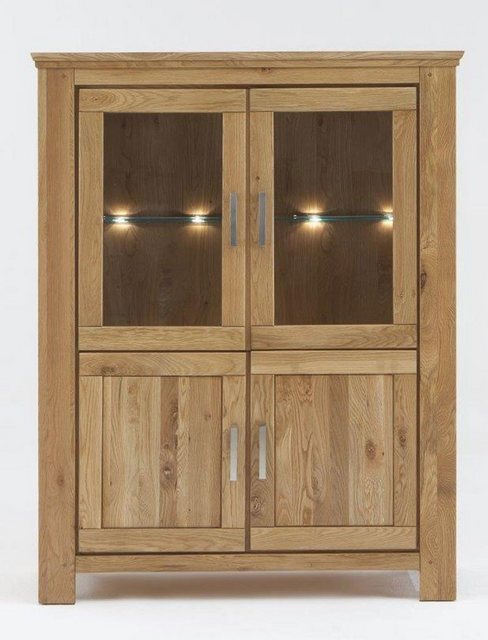 expendio Vitrine Viterbo Wildeiche 125x165x47 cm vormontiert mit Beleuchtun günstig online kaufen