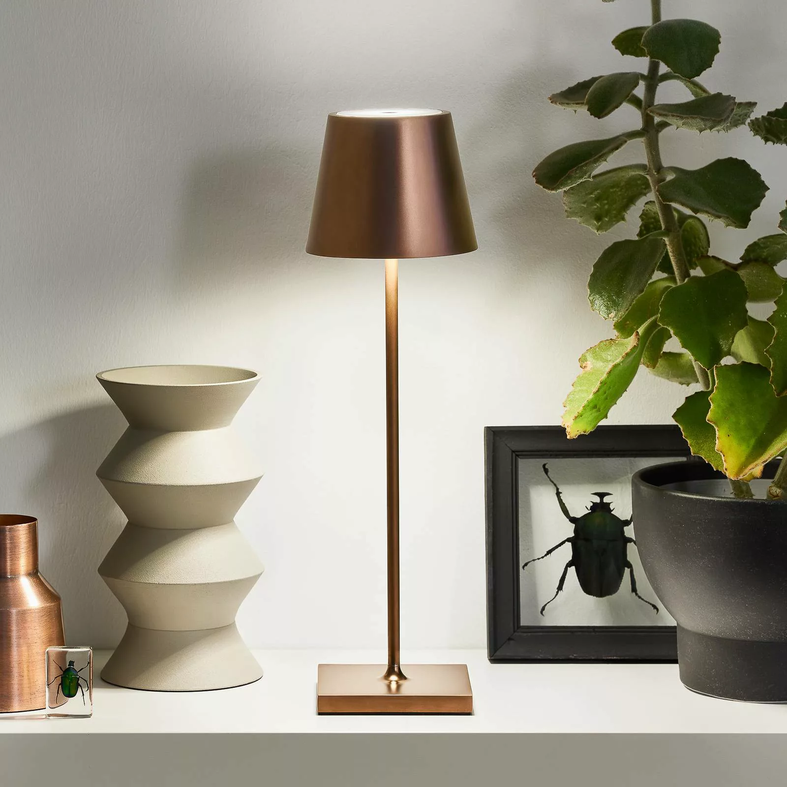 LED-Akkutischlampe Nuindie, bronze, Easy Connect, IP54 günstig online kaufen