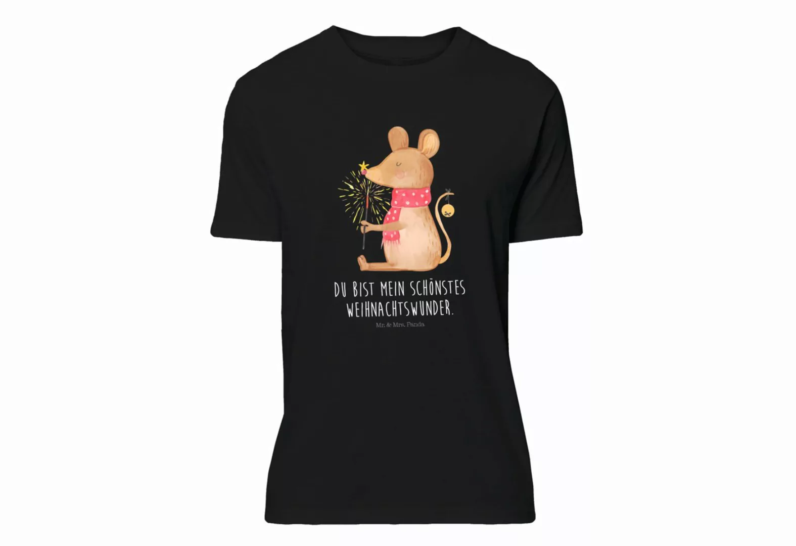 Mr. & Mrs. Panda T-Shirt Weihnachtsmaus - Schwarz - Geschenk, Weihnachten, günstig online kaufen