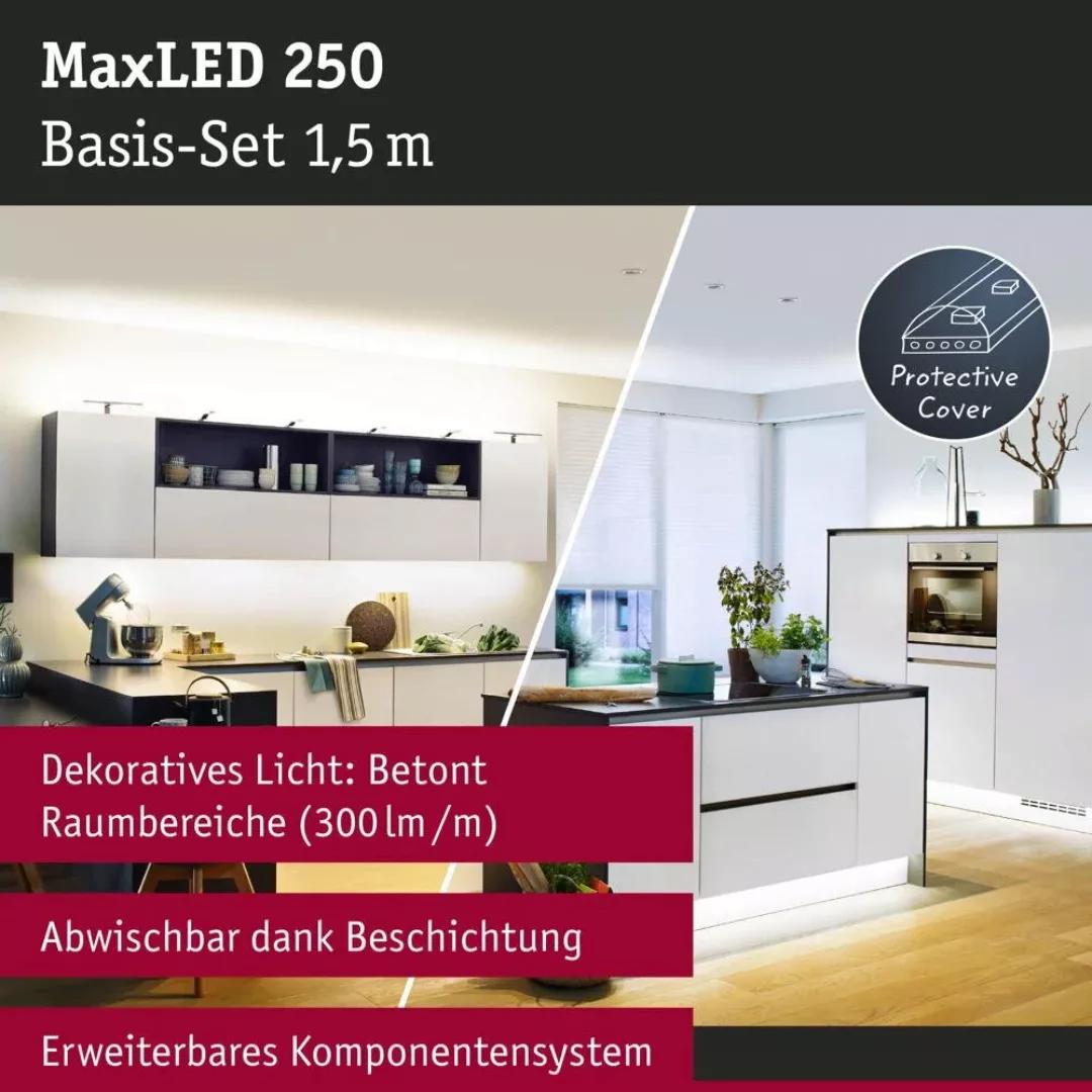 LED Strip MaxLED Starterset in Silber 5,5W 345lm IP44 2700-6500K 1500mm günstig online kaufen