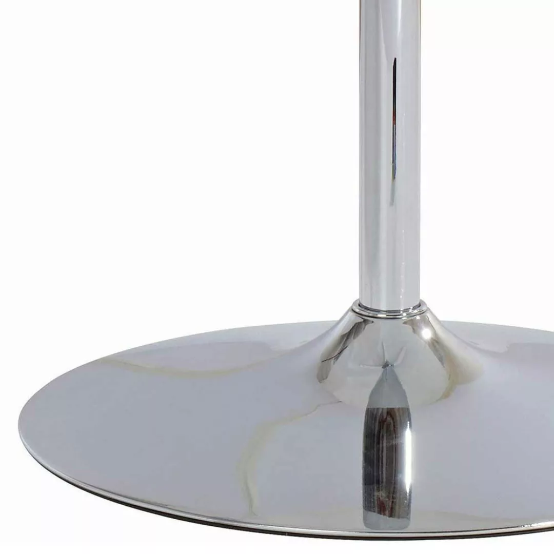 Esstisch in Weiß und Chromfarben runder Tischplatte günstig online kaufen