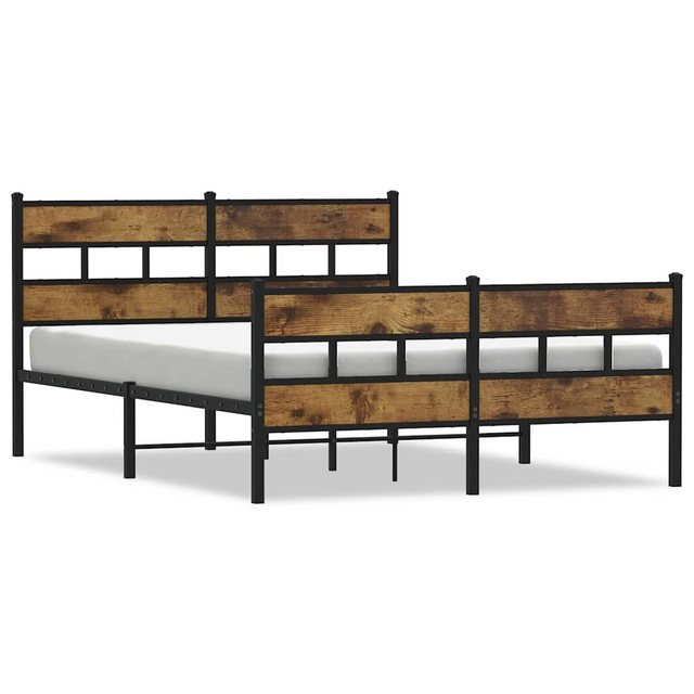 vidaXL Bett, Metallbett ohne Matratze Räuchereiche 140x190 cm günstig online kaufen