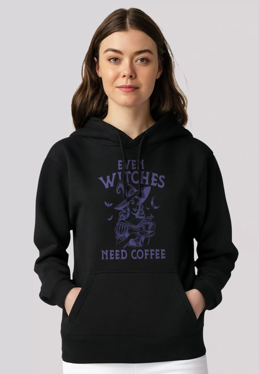 F4NT4STIC Kapuzenpullover "Halloween Witch even witches need coffee", Premi günstig online kaufen