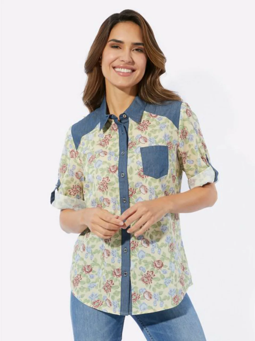 Sieh an! Klassische Bluse Druckbluse günstig online kaufen