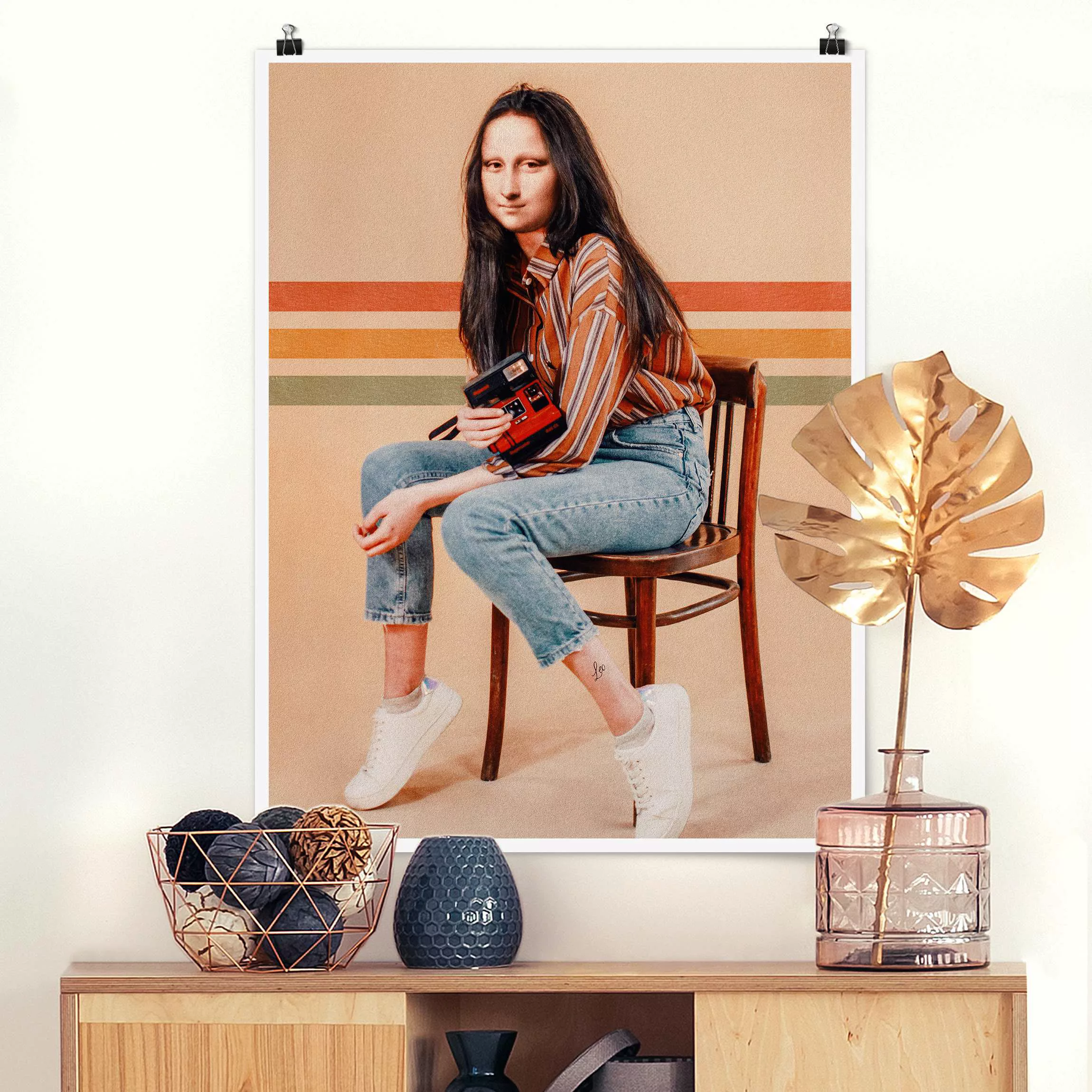 Poster Portrait - Hochformat Retro Mona Lisa günstig online kaufen