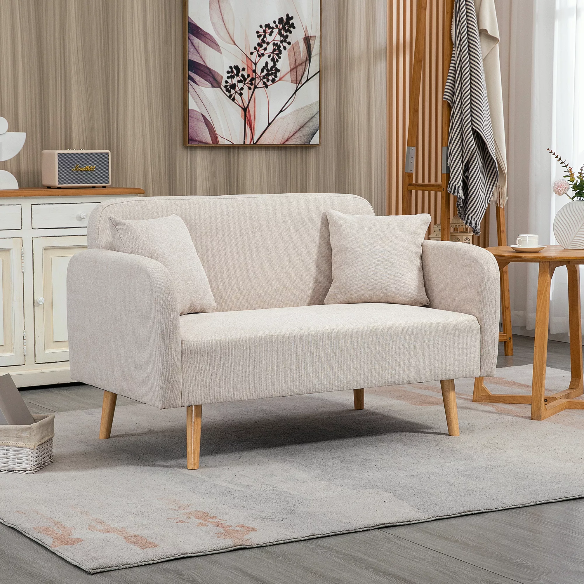 HOMCOM 2-Sitzer Sofa  Couch mit Wurfkissen, Samtoptik, gepolstert, Armlehne günstig online kaufen