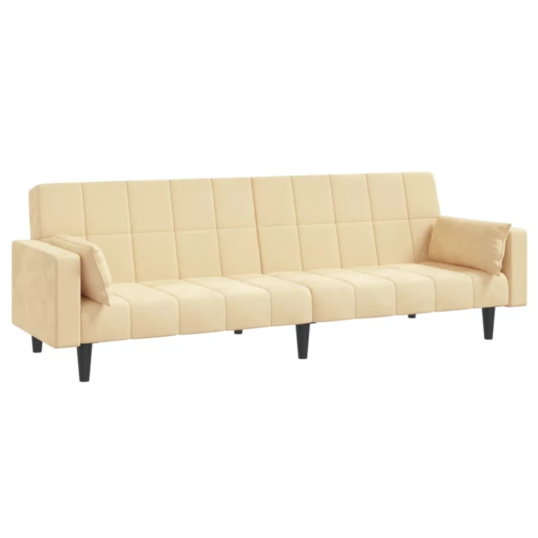 Vidaxl Schlafsofa 2-sitzer Mit 2 Kissen Creme Samt günstig online kaufen